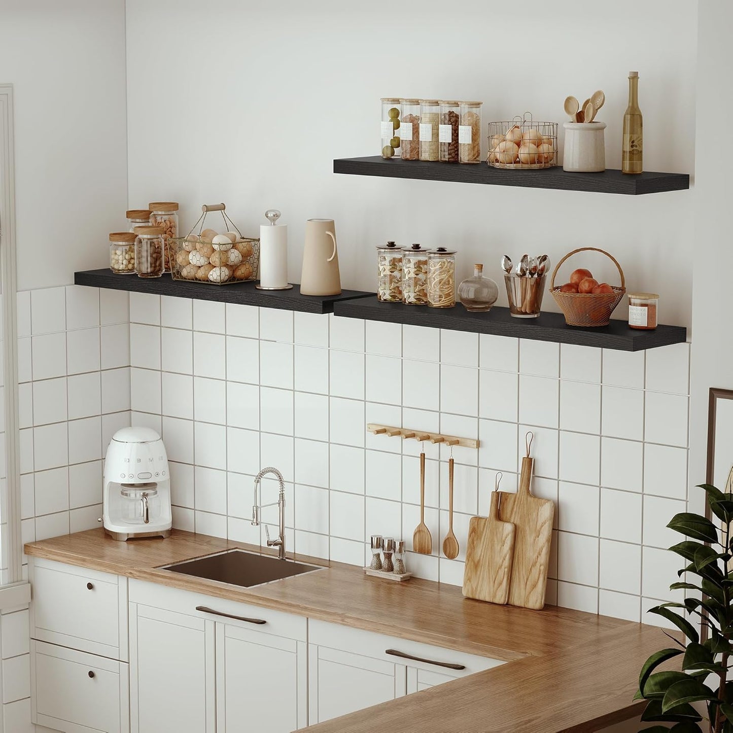 Vivelove Single Floating Shelves 48 Inches, 48 x 10 inch Deep x 1.8 in Thick, Long Wall Shelves Heavy Duty 80 lbs for Bedroom, Living Room, Kitchen, Office, Modern Shelf Book Home Decor, Black