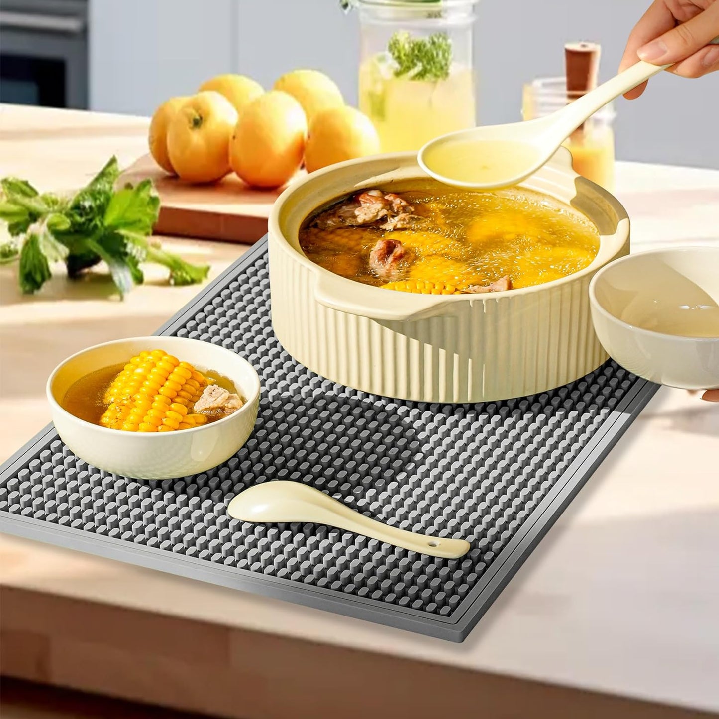 2 Pack Bar Mat, Home Bar Tool Drying Mats, Bar Accessories for The Home Bar Set 18''x12''（Gray） for Bars, Outdoor Camping, Bar for Home