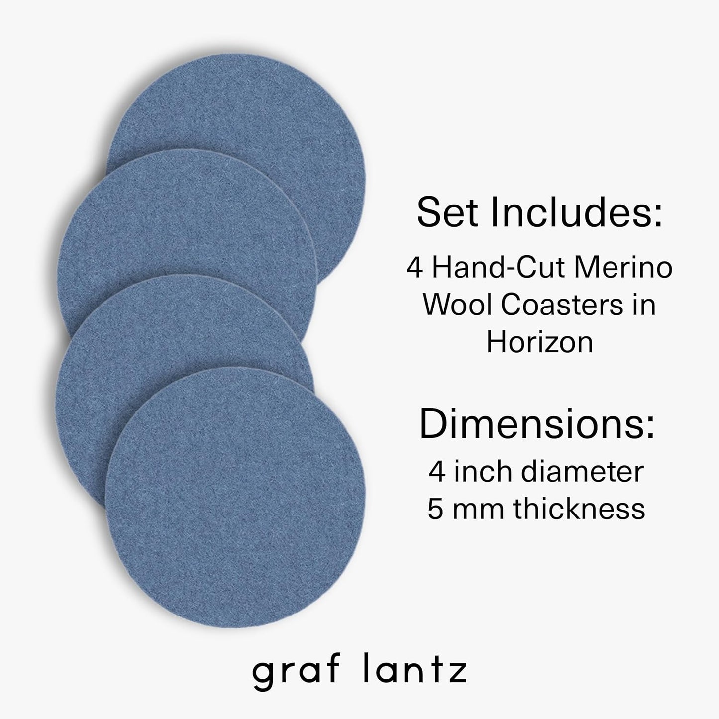 Graf Lantz - Bierfilzl Merino Wool Round Coasters Set of 4 - Horizon (4" Circles) - Absorbs 30% of Weight - German Wool - Heat Resistant, Sustainable, & Reusable - Home Decor & Coffee Table Decor