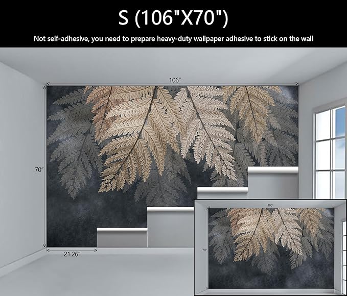 WFBHUA-Vintage Botanical Leaf Wallpaper Mural Dark Plant Leaves Wall Murals Decor for Living Room Bedroom(Not Peel and Stick)