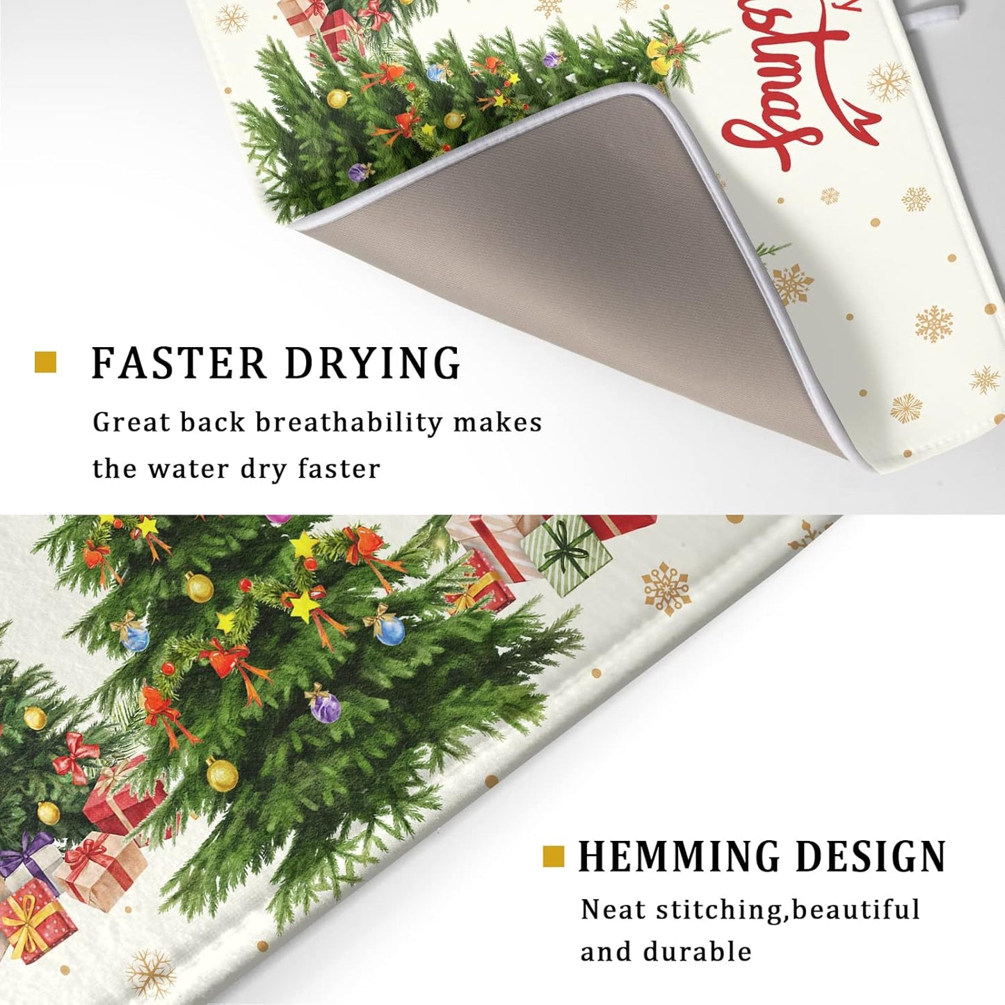 Merry Christmas Dish Drying Mats for Kitchen Counter 16x18 Inch Christmas Tree Dish Drainer Mats Dry Pad Xmas Forest Drying Mat for Dish Christmas Decorations for Kitchen Countertop Tableware Decor