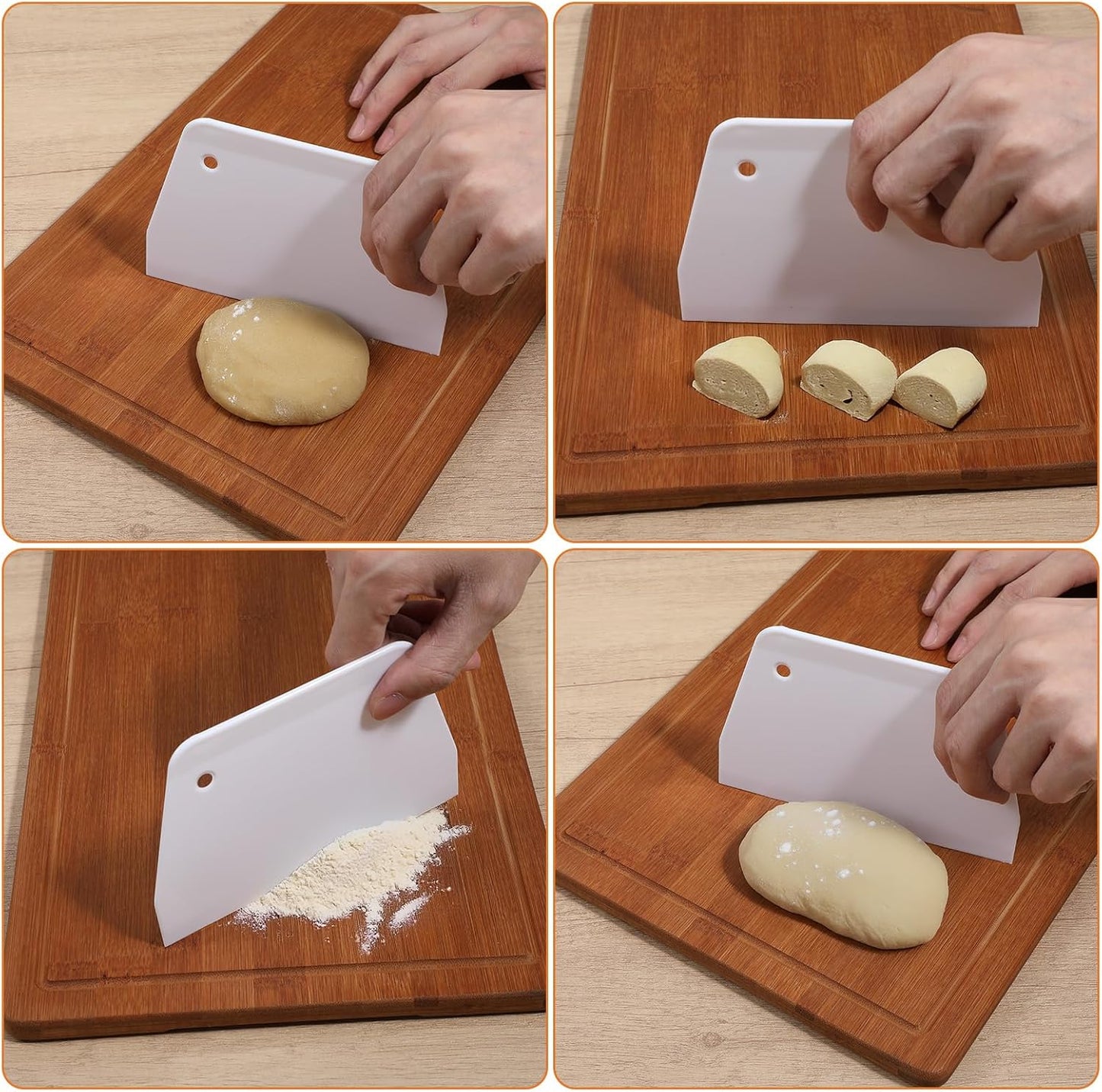 3 Pcs Plastic Dough Scraper Food Scraper Bowl Scraper Set Dough Cutters for Bread Cake Pastry Pizza Making