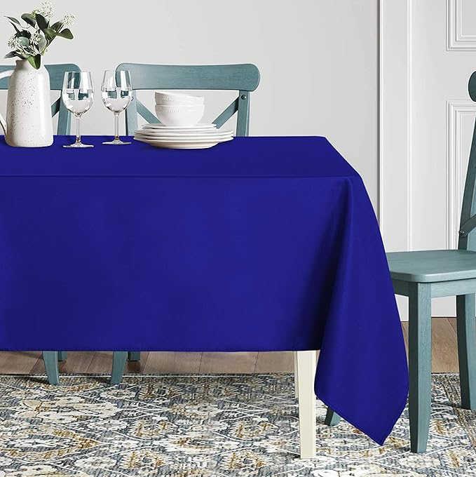 sancua Rectangle Tablecloth - 60 x 102 Inch - Stain and Wrinkle Resistant Washable Polyester Table Cloth, Decorative Fabric Table Cover for Dining Tables, Buffet Parties and Camping, Blue