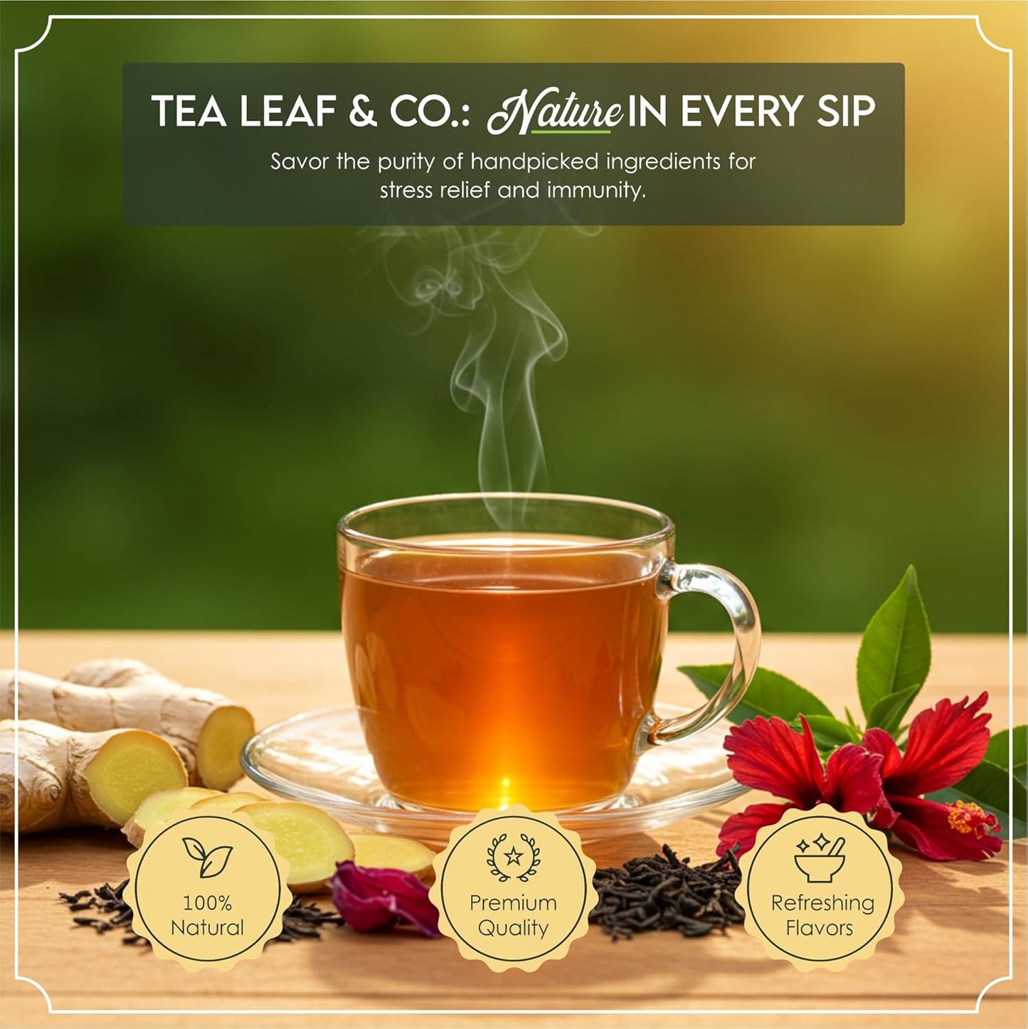 Tea Leaf & Co. Joyful 3 Pack Premium Tea Git Combo Box - Contains Sweet Hibiscus, English Breakfast Black & Turmeric Ginger Herbal Teas - Perfect for Premium Gifting (3Oz)