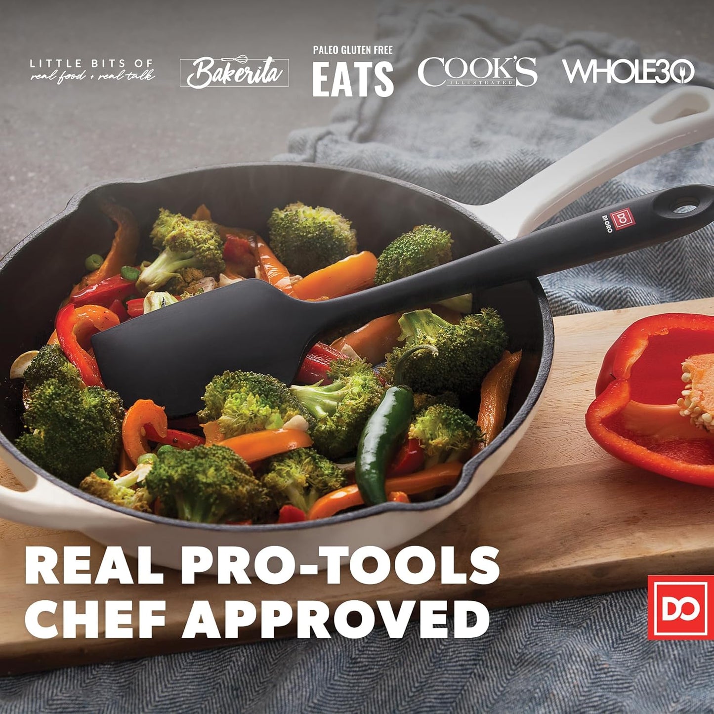 DI ORO Silicone Spatula - 600°F Heat-Resistant Rubber Kitchen Spatula for Baking, Scraping, & Mixing - BPA Free Nonstick Cookware Safe Flexible Utensil for Cooking - Seamless & Dishwasher Safe (Black)