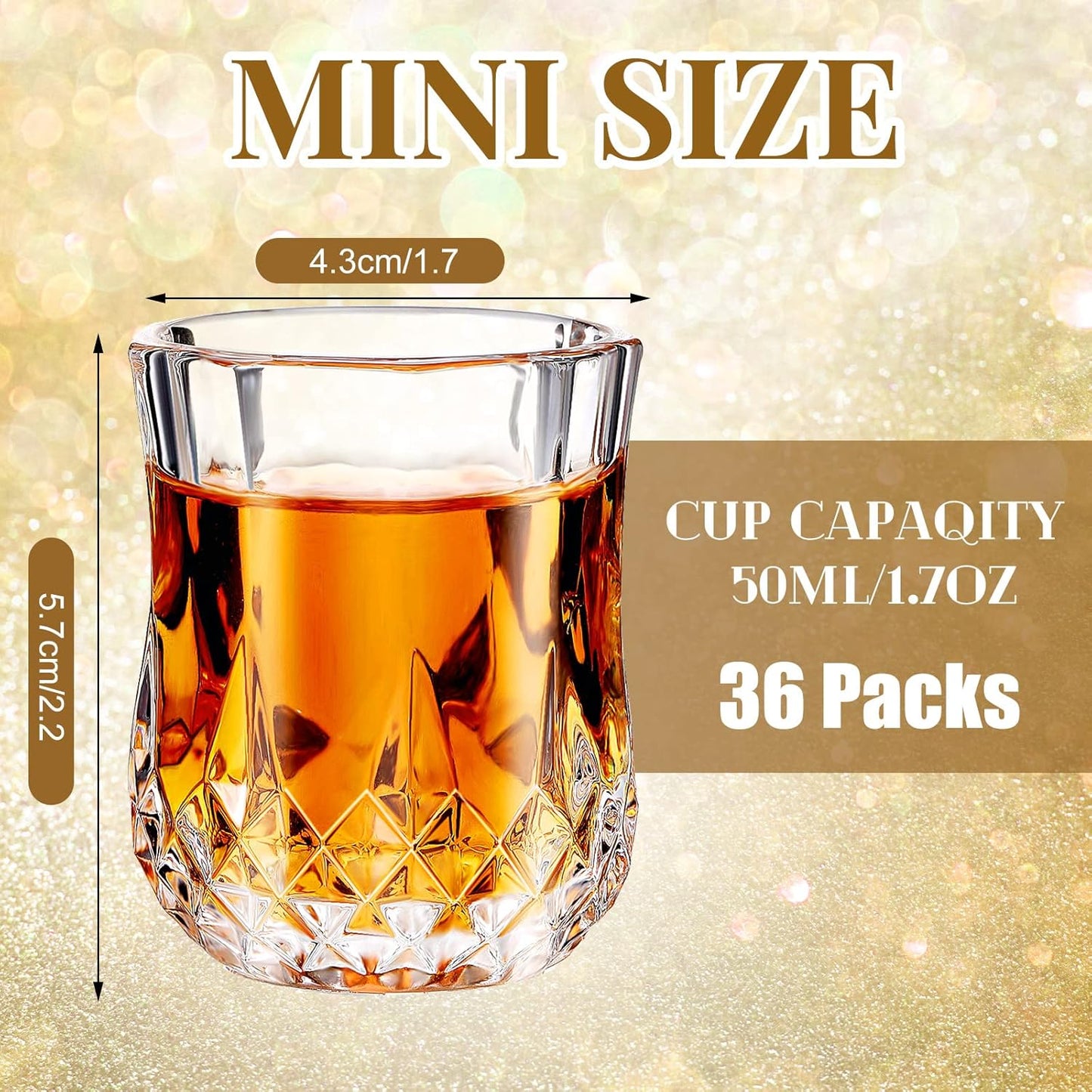 Meanplan 1.7oz Mini Shot Glasses Set Tasting Glasses Heavy Base Clear Shot cup Cute Cordial Mini Wine cups for Serving Whiskey, Wine, Juice(36 Pcs)