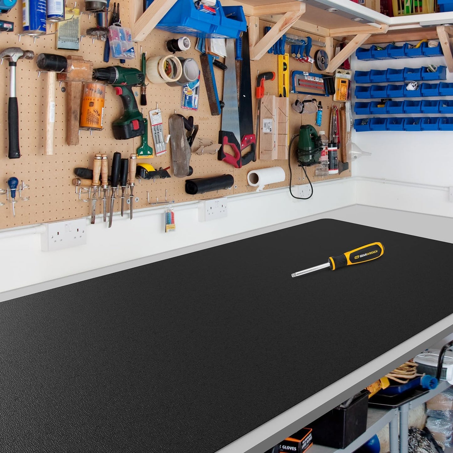 Black Plastic Table Cover Protector, 42" x 96" Waterproof Easy Flat PVC Desk Pad Mat, 1.5mm Thick Rectangle Vinyl Table Top Protector for Dining Room Table, Office, Dresser