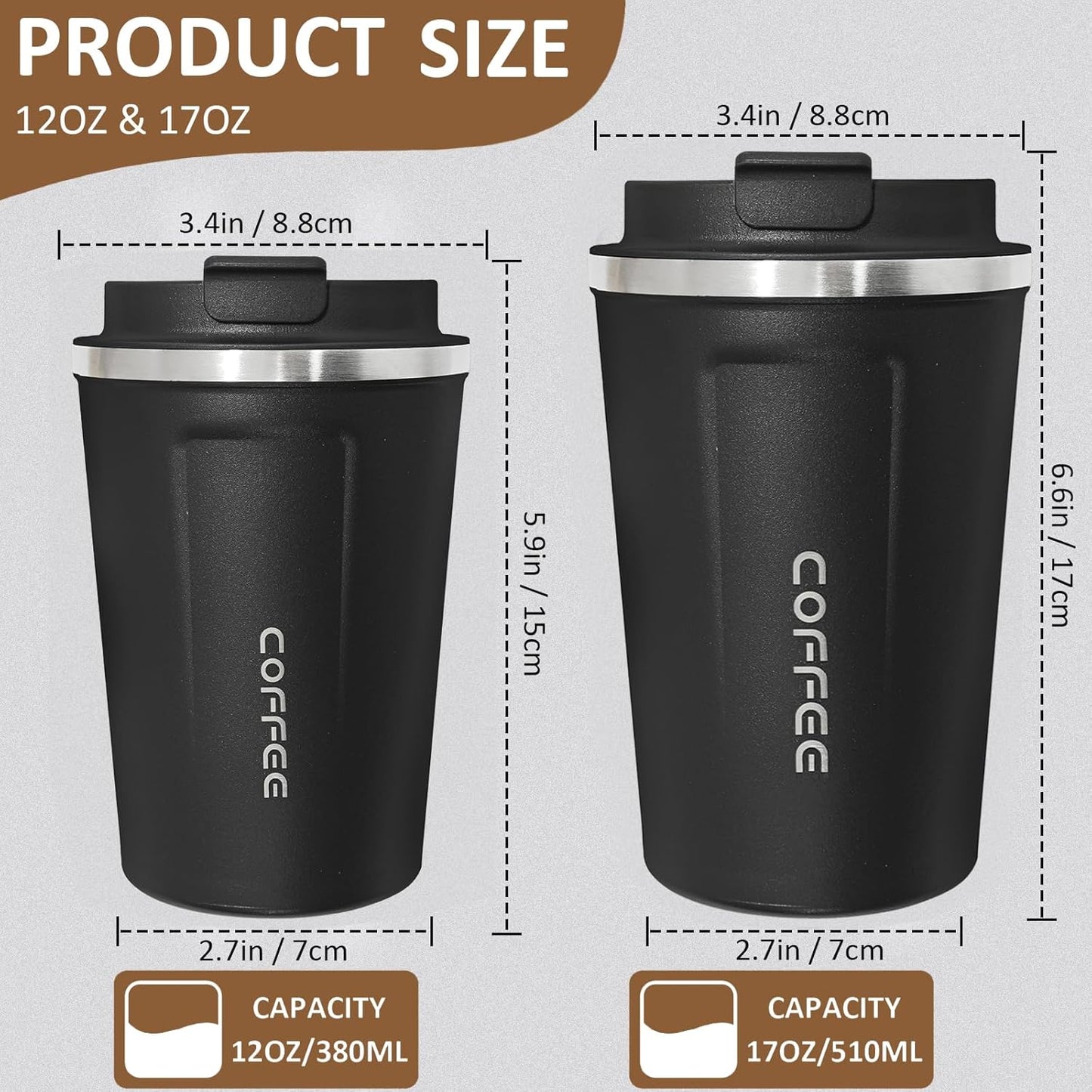 4 Pack Insulated Coffee Tumblers with Lid 12oz Stainless Steel Travel Coffee Mug Reusable Coffee Cup to Keep Cold and Hot Drinks for Car, Daily, Travel and Gifts, Multicolor