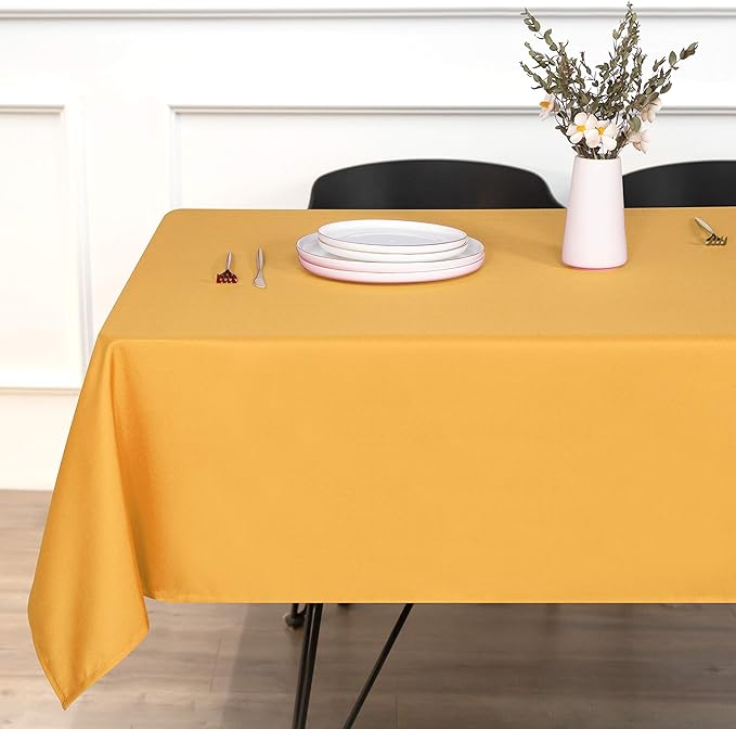 sancua Rectangle Tablecloth - 70 x 108 Inch - Stain and Wrinkle Resistant Washable Polyester Table Cloth, Decorative Fabric Table Cover for Dining Tables, Buffet Parties and Camping, Gold