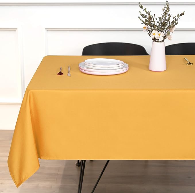 sancua Rectangle Tablecloth - 60 x 120 Inch - Stain and Wrinkle Resistant Washable Polyester Table Cloth, Decorative Fabric Table Cover for Dining Tables, Buffet Parties and Camping, Gold
