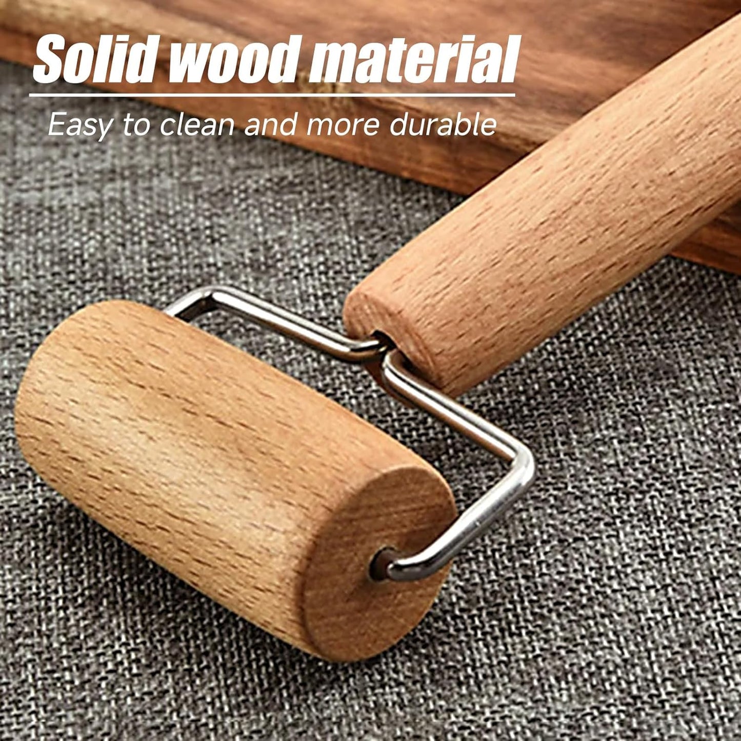 Small Rolling Pin, Wooden Dough Roller, Non-Stick Pizza Roller, T Type Rolling Pins for Kitchen Baking, Pizza Dough Press (2.8 * 5.1 inch)