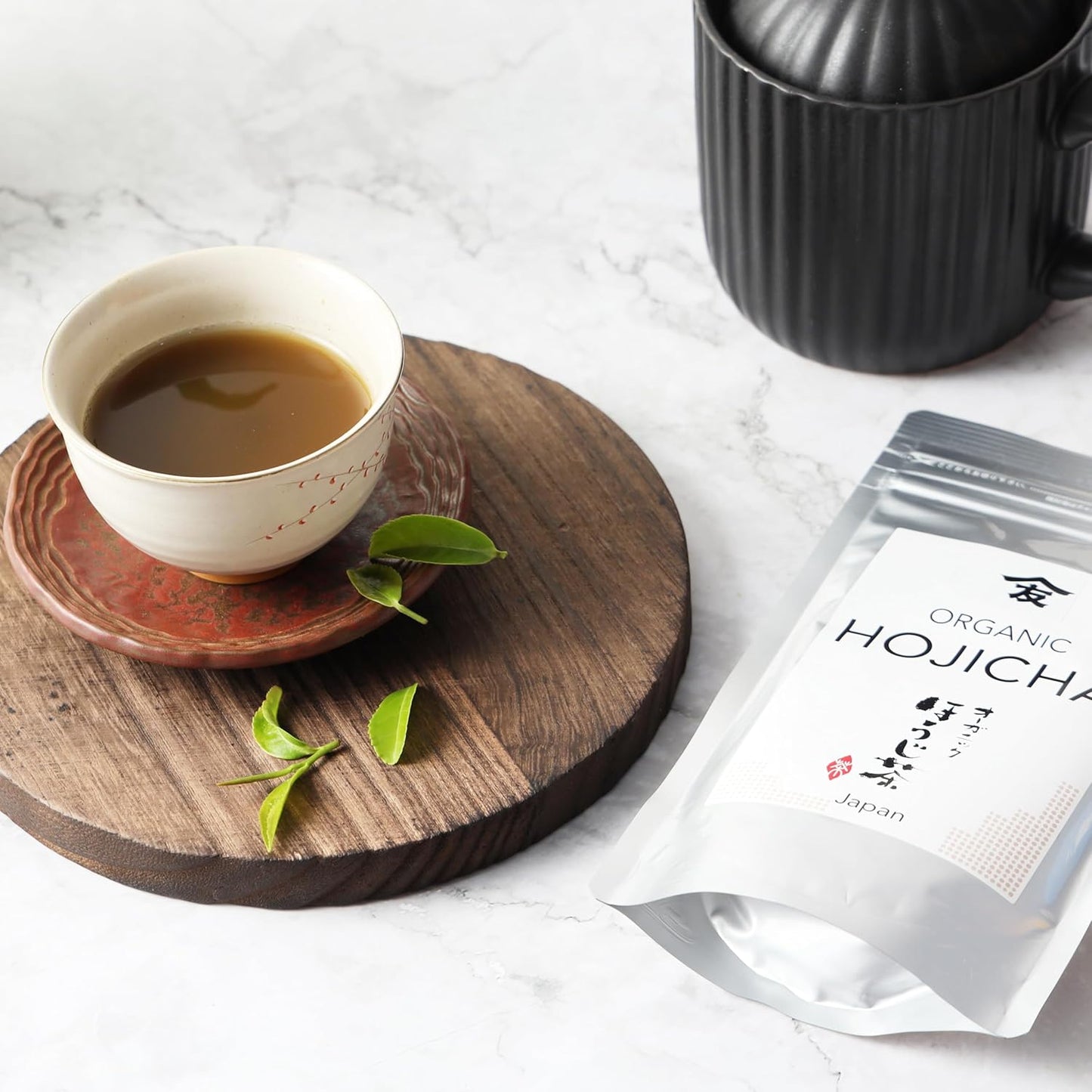 TOMOSAN Hojicha Tea - Japanese Organic Loose Leaf Premium Green Tea - Roasted Kukicha & Sencha Blend, Low Caffeine, USDA Certified, Uji-Kyoto, 100g/3.5oz