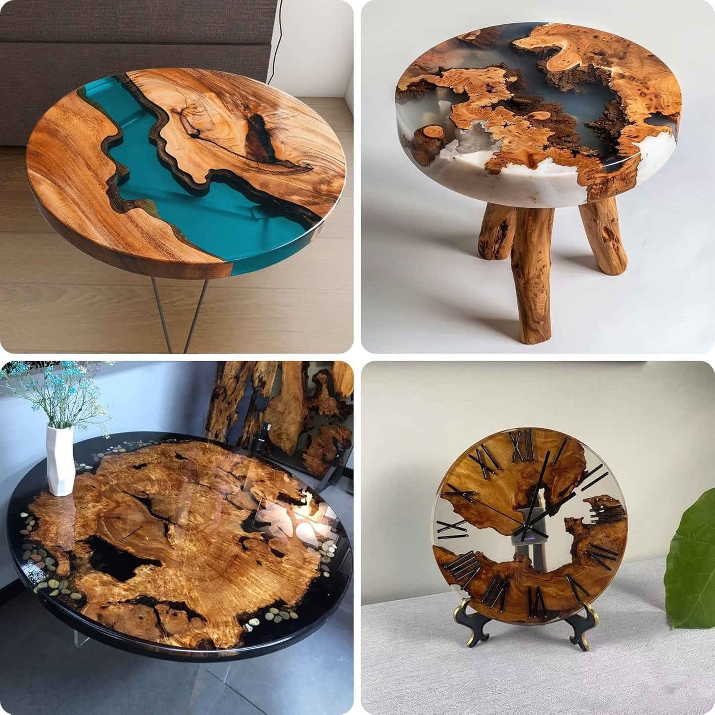 Resin Mold Large Round Deep -Kalinta 24inch Reusable Epoxy Round Molds for Resin Clock, Serving Tray Board, End Table，Floral Preservation Bouquet