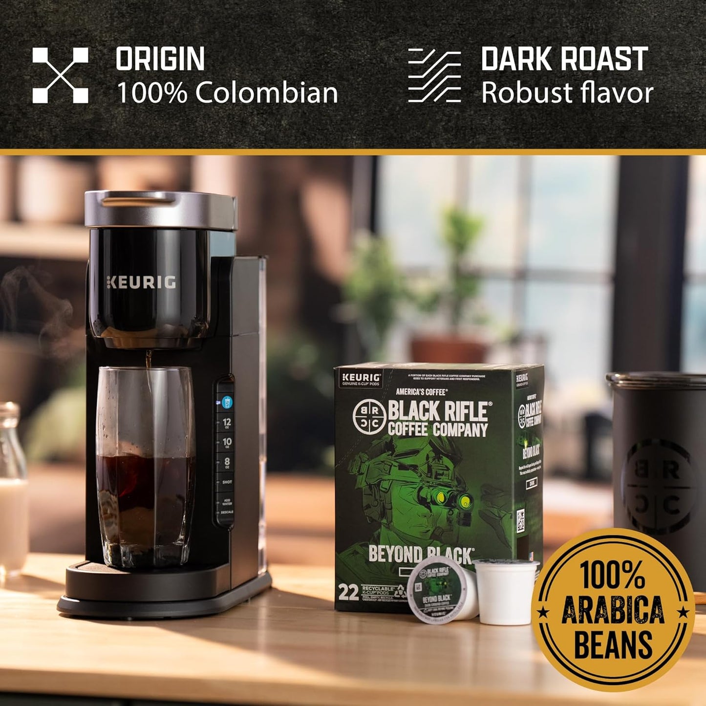 Black Rifle Coffee Company Dark Roast K Cups - Single Serve K Cups Coffee Pods - Kcup Pods Compatible with Keurig 1.0 & 2.0 - Made from Pure Arabica Beans (Beyond Black, 84 Count)