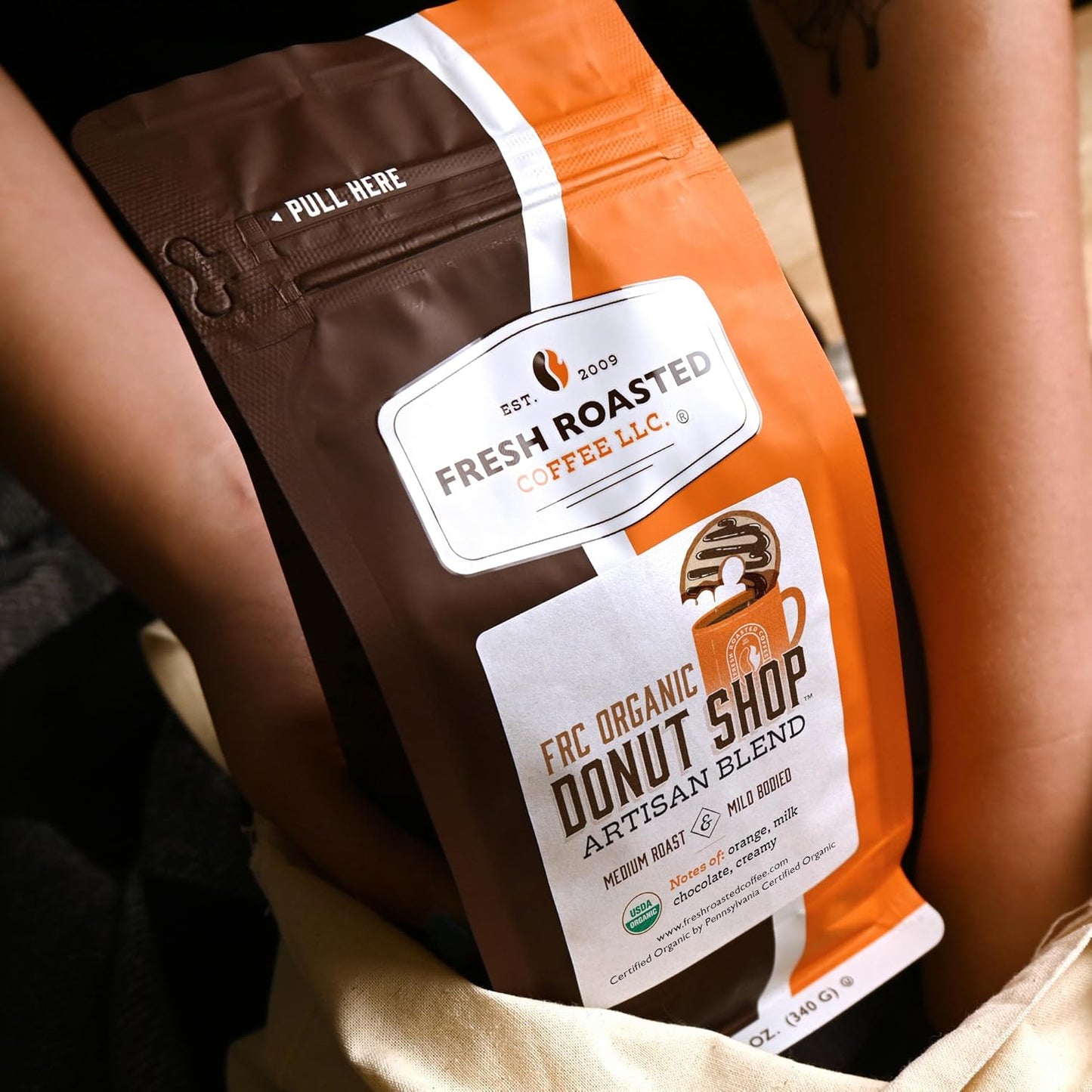 Fresh Roasted Coffee, Organic Donut Shop | USDA Organic, Kosher | Medium Roast 12 oz Whole Bean