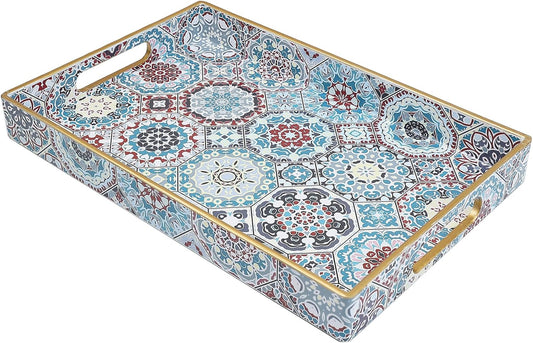 Spsyrine Bathroom Vanity Tray with Handles for Dresser Tops, Countertop, Perfume Decorative Tray, 11.8” * 7.87” *1.37” C2