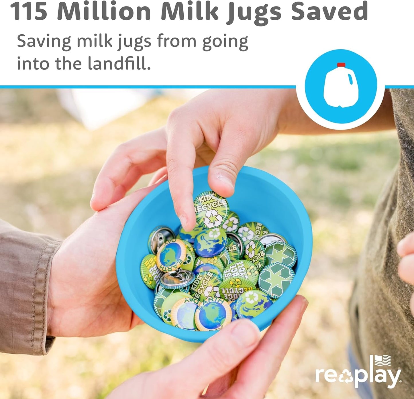 Re-Play 12 Oz. Toddler Bowls for Snack and Everyday Dining - Dishwasher and Microwave Safe - Made in USA - Set of 3-5.75" x 5.75" x 2" - True Blue