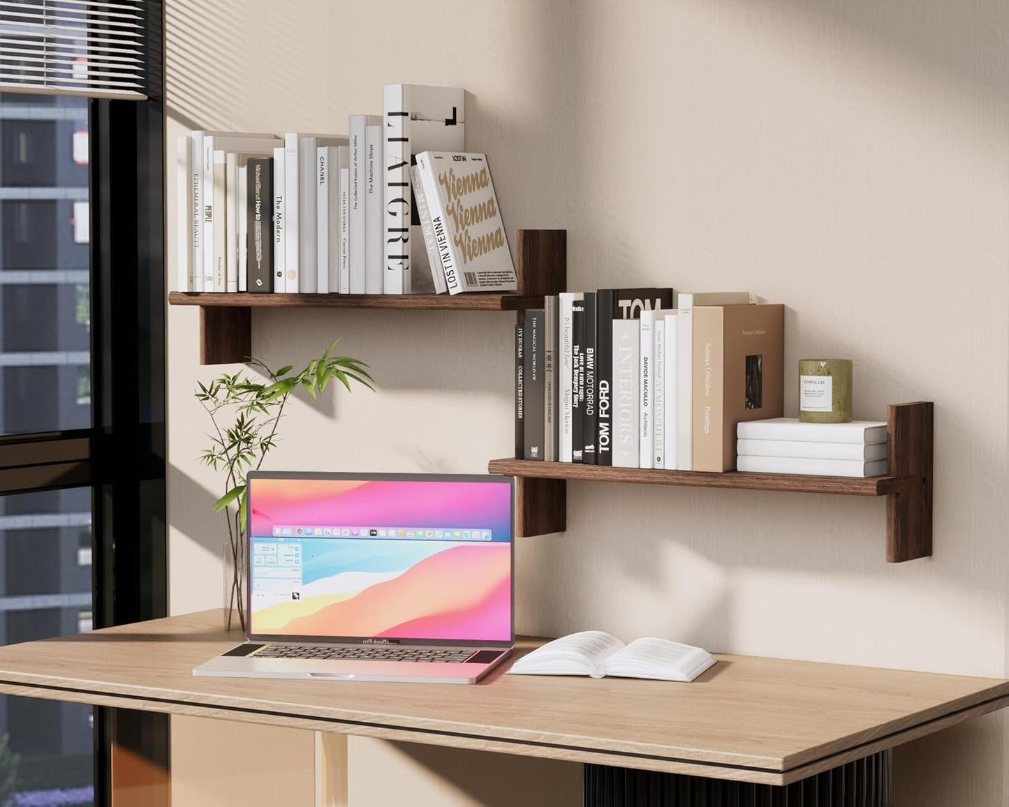 Rustic Floating Shelves – 22.8"x6.7" Solid Wood Bookshelves for Books, Plants, Photos & Decor – Brown Wooden Storage for Bedroom, Living Room, Bathroom, Kitchen