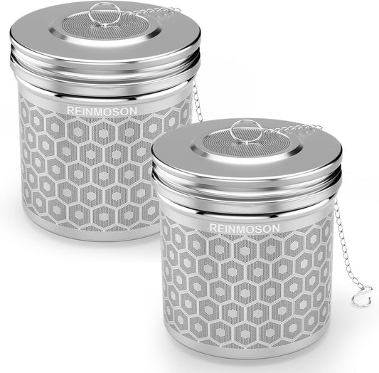 2 Pack Reinmoson Extra Large Tea Infuser for Loose Tea & Spice Infuser for Cooking, Extra Fine Mesh Large Tea Strainers for Loose Tea, 304 Stainless Steel Loose Leaf Tea Steeper