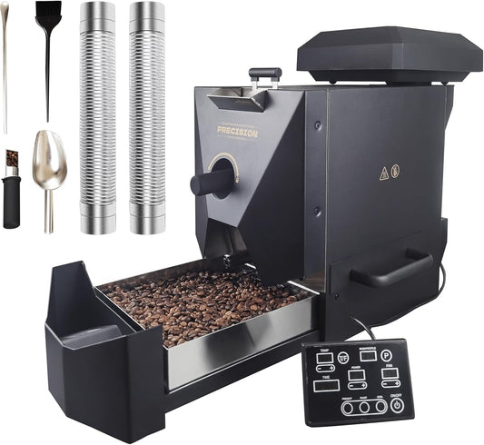 500g Automatic Coffee Roaster Machine for Home Use Wth Smoke Filter(Suitable for Light Roasting), The Smoke Pipes (Suitable for Medium and Dark Roasting) and Chaff Collector