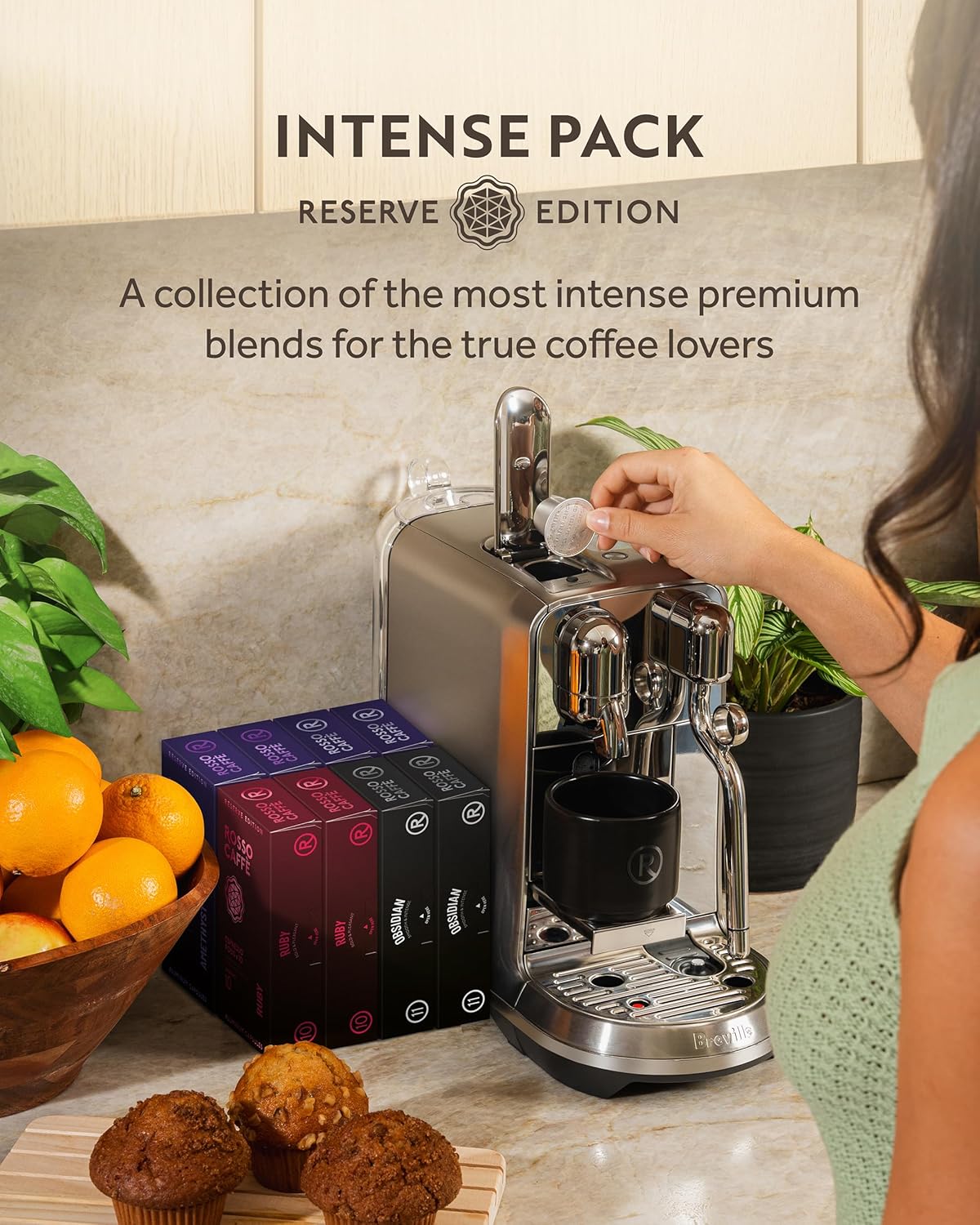 ROSSO CAFFÈ Espresso Coffee Pods for Nespresso Original Machines - 80 Capsules Dark Roast Intense Pack, 4 Strong and Robust Flavors - Made in Italy