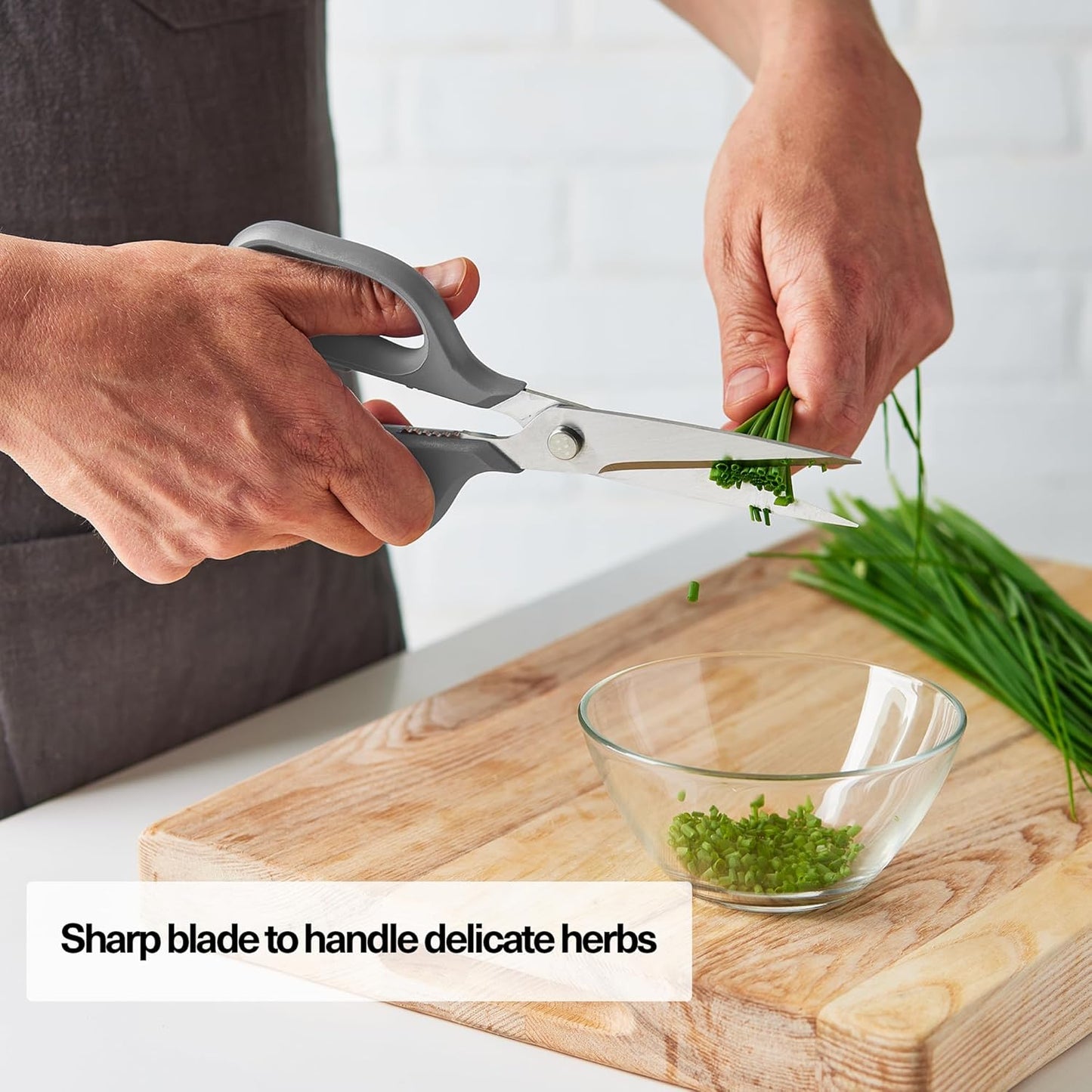 Misen Heavy Duty Kitchen Shears - Stainless Steel, Versatile and Easy Clean Scissors for Meat, Herbs and Veggies - Ambidextrous Comfort Handle - Professional Grade - Gray