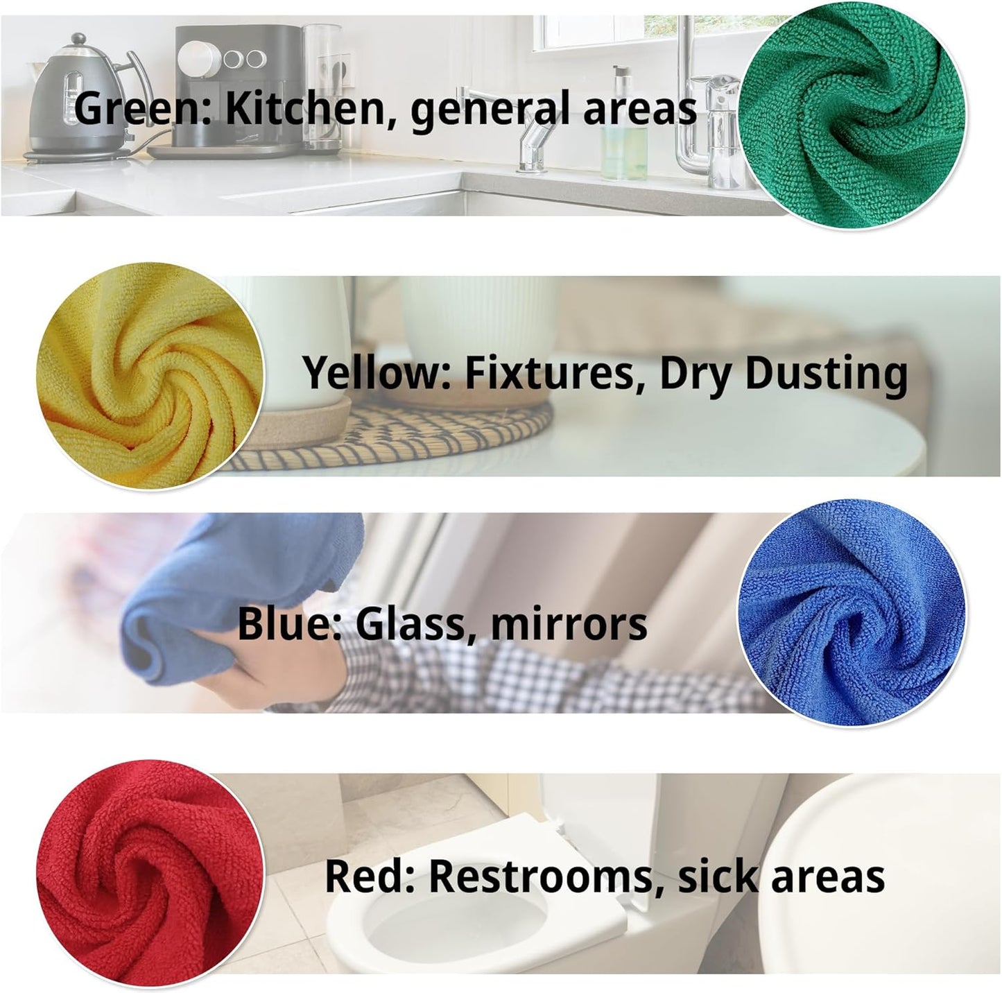 EvaClean Premium Microfiber Cleaning Cloth 16"x16" - Reusable, Washable, Non-Scratch, Microfiber Towels for Cleaning, Dusting, Polishing, High Absorbency & Durability, Green, 12-Pack