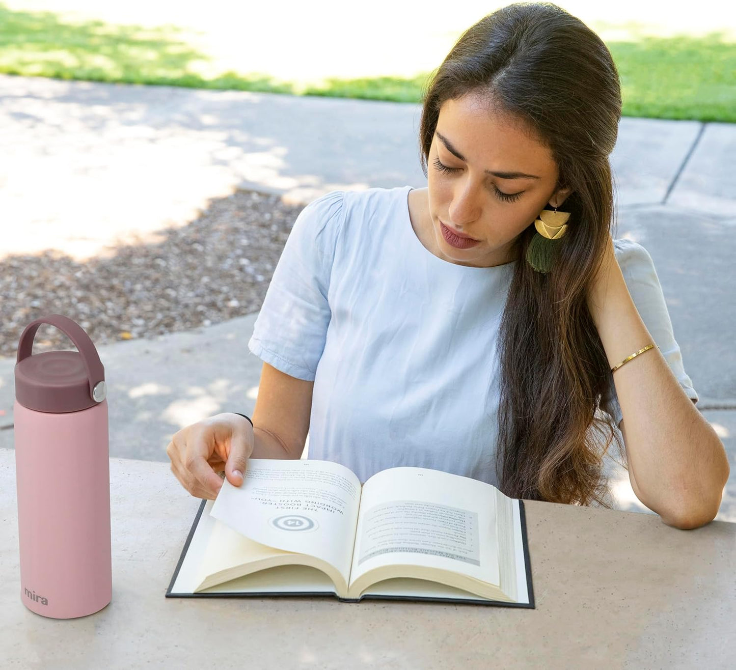 MIRA 18 oz Tea Infuser Thermos - Stainless Steel Travel Bottle with Removable Strainer for Loose Leaf Tea - Insulated Hot & Cold Brew Steeper - Punch Pink