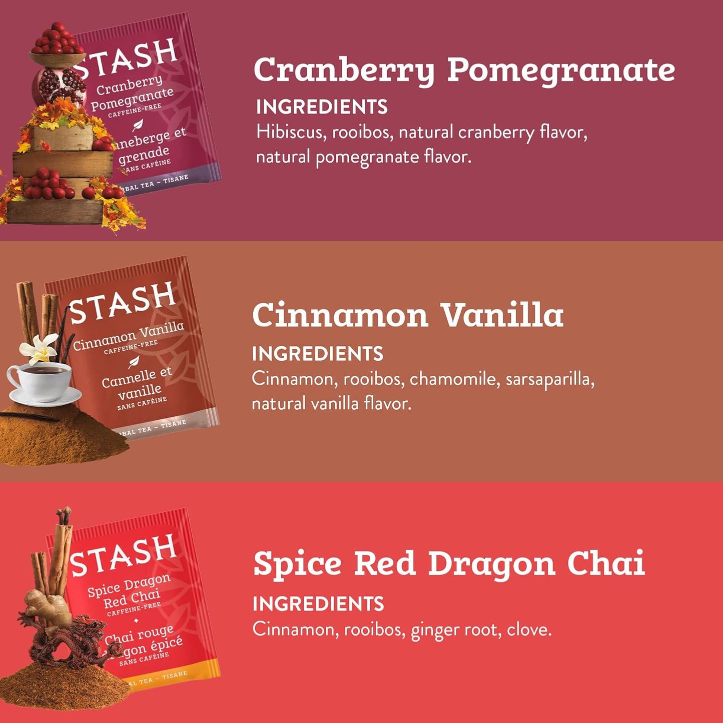 Stash Tea Fall for Autumn 6 Flavor Tea Sampler, 6 Boxes With 20 Tea Bags Each (120 Tea Bags Total)