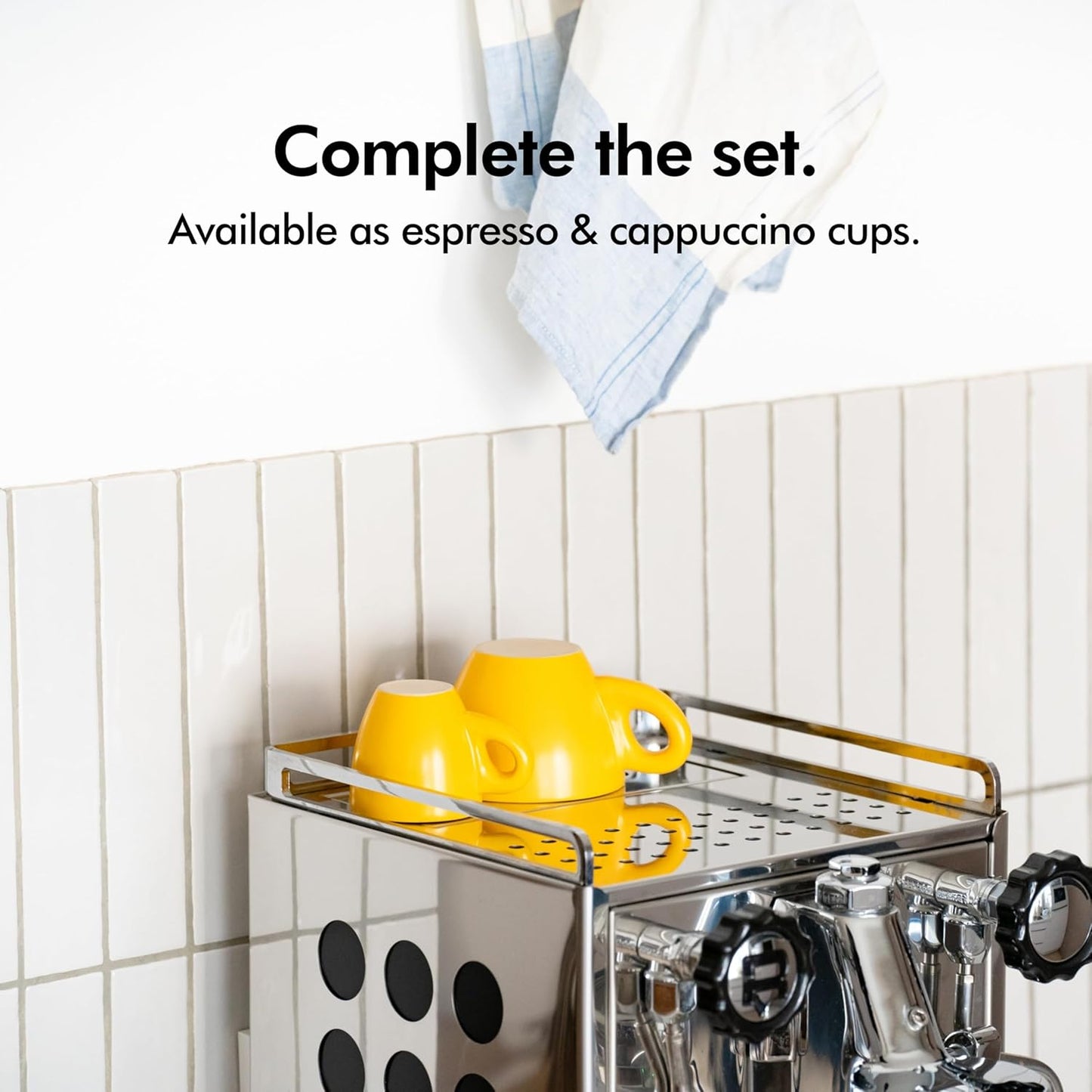 KIVY Espresso Cups Set of 4 [Set 4x 3oz]- Espresso Set Thick Walled Stoneware Espresso Cup Set - Italian Style Espresso Cups and Saucers - Espresso Mugs - Demitasse Cups and Saucers Sets - Yellow