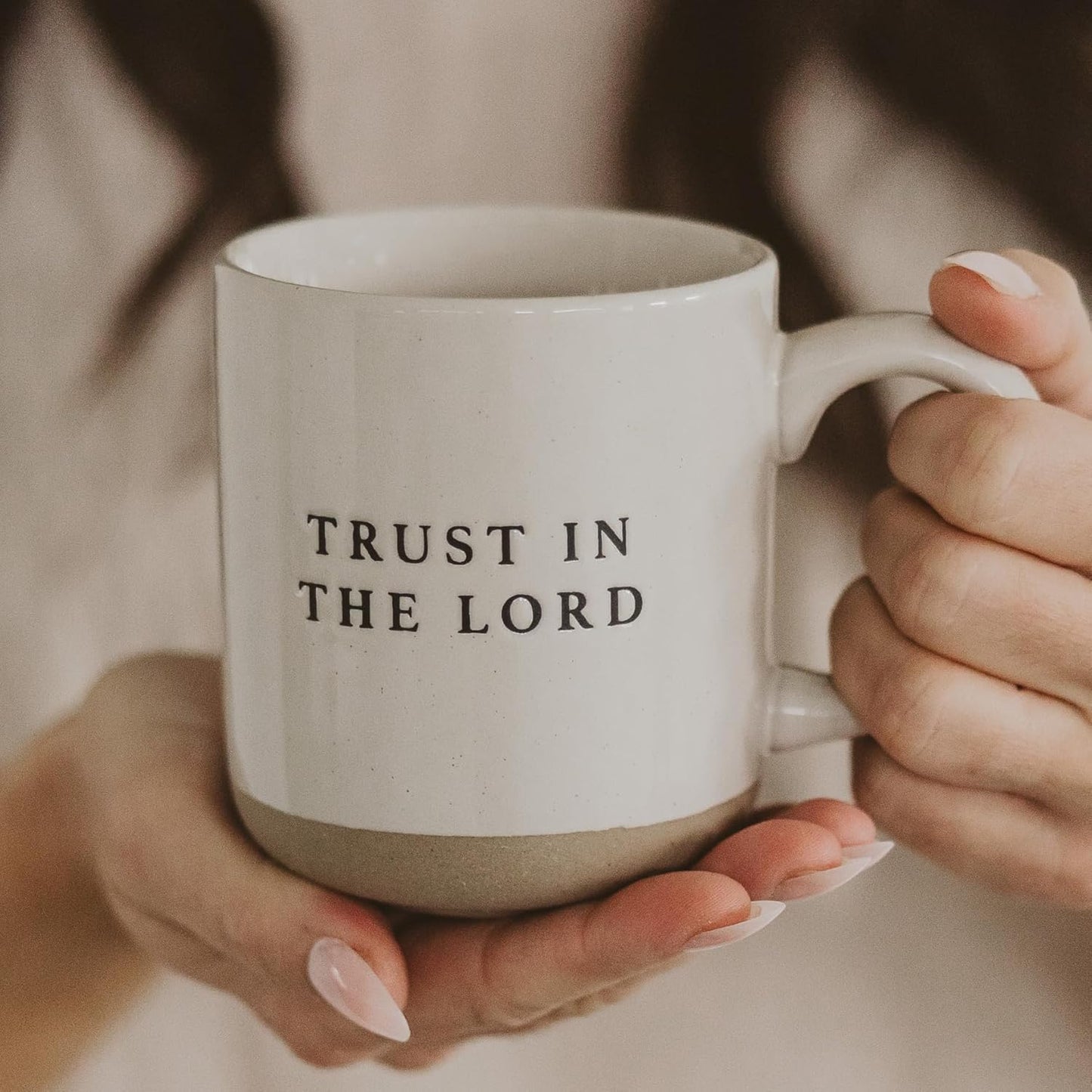 Sweet Water Decor Trust in the Lord Stoneware 14oz Cute Coffee Mugs for Hot & Cold Drinks - Dishwasher & Microwave Safe - Christian Gifts for Women and Men - Ideal Tea & Espresso Mugs