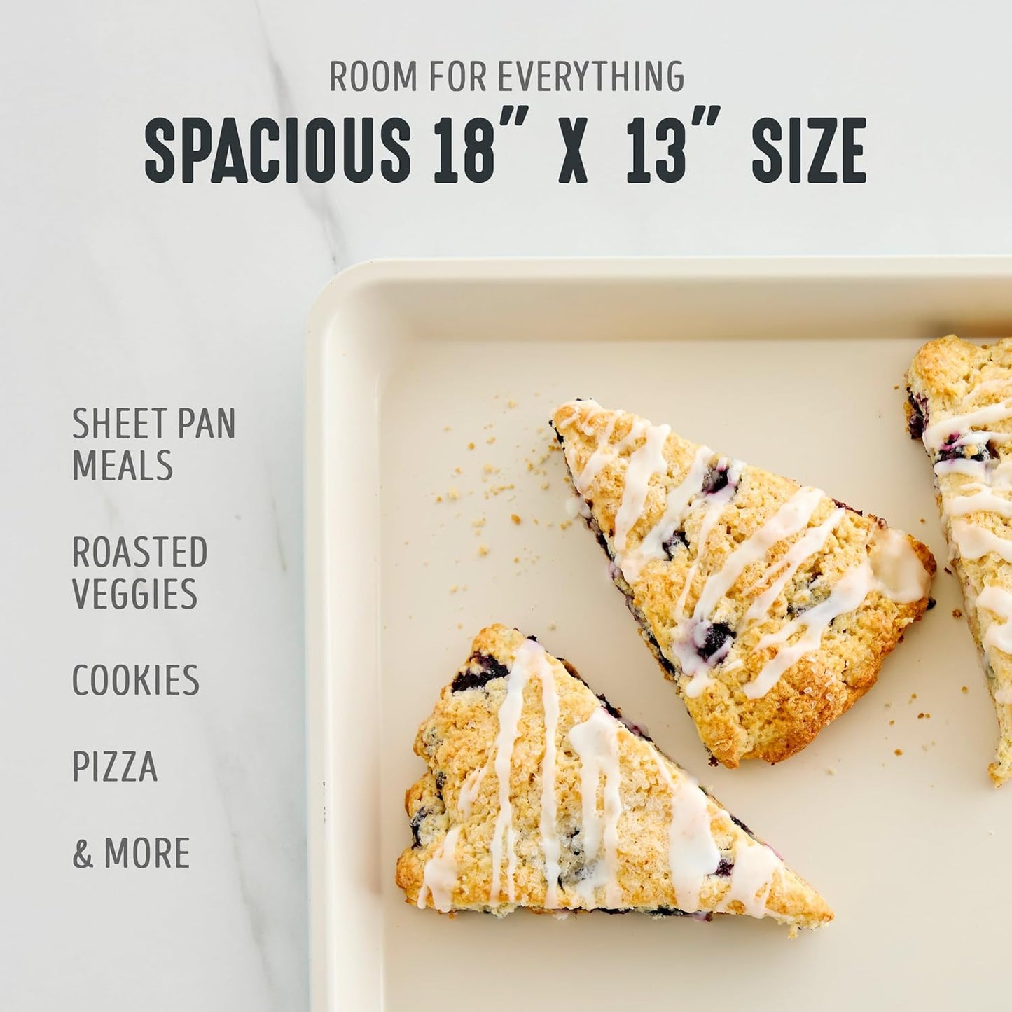 GreenLife Bakeware 18” x 13” Half Cookie Sheet Baking Pan, Non-Toxic PFAS-Free Healthy Ceramic Nonstick, Oven Safe to 450°F, Easy Release, Even Heating, Easy Clean, Black