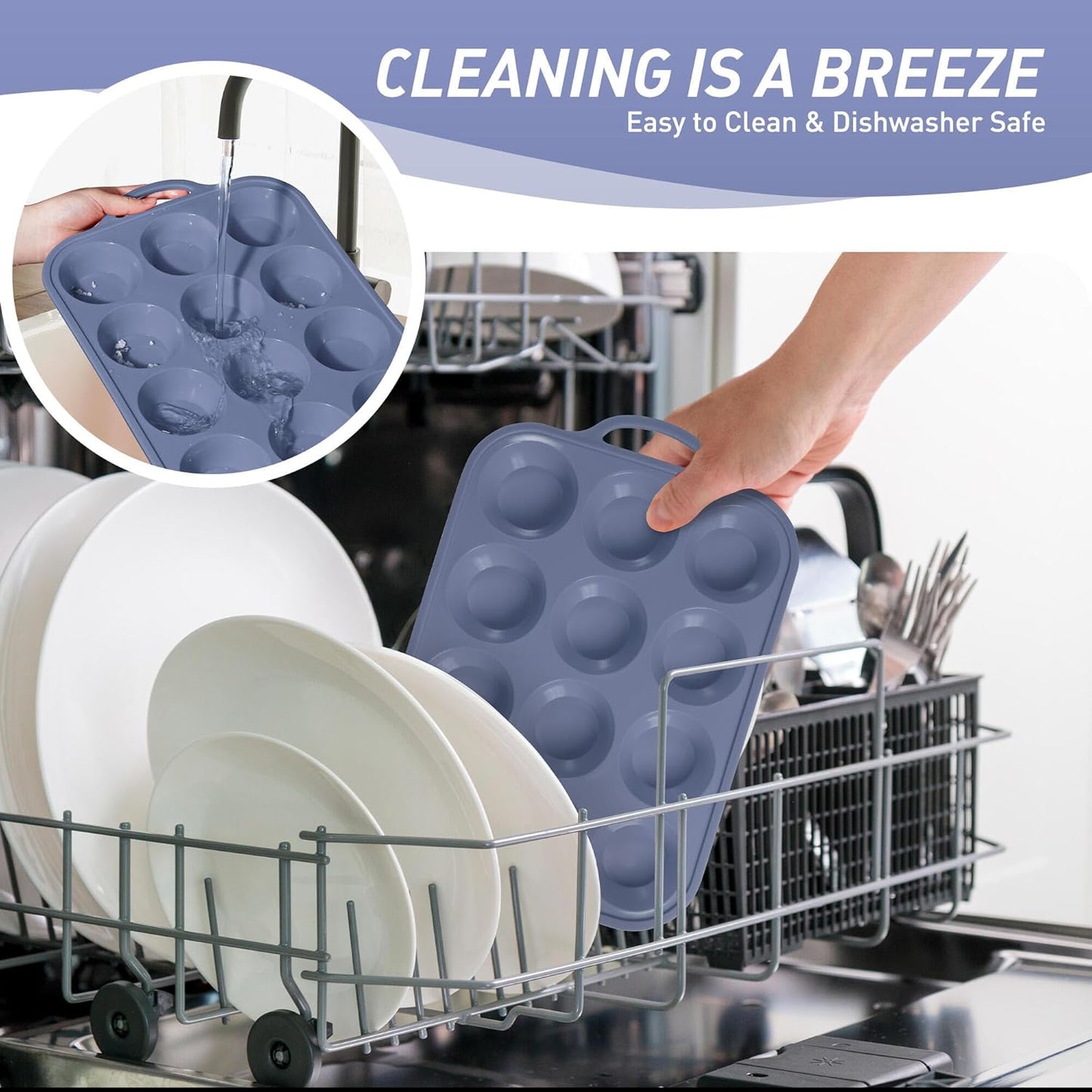 12 Cups Silicone Muffin Pan with Metal Reinforced Frame Regular Size Cupcake Pan Tray Egg Bites Silicone Rubber Cookie Molds Muffin Tin Baking Pans Tart Pan Not Stainless Steel Ceramic Aluminum