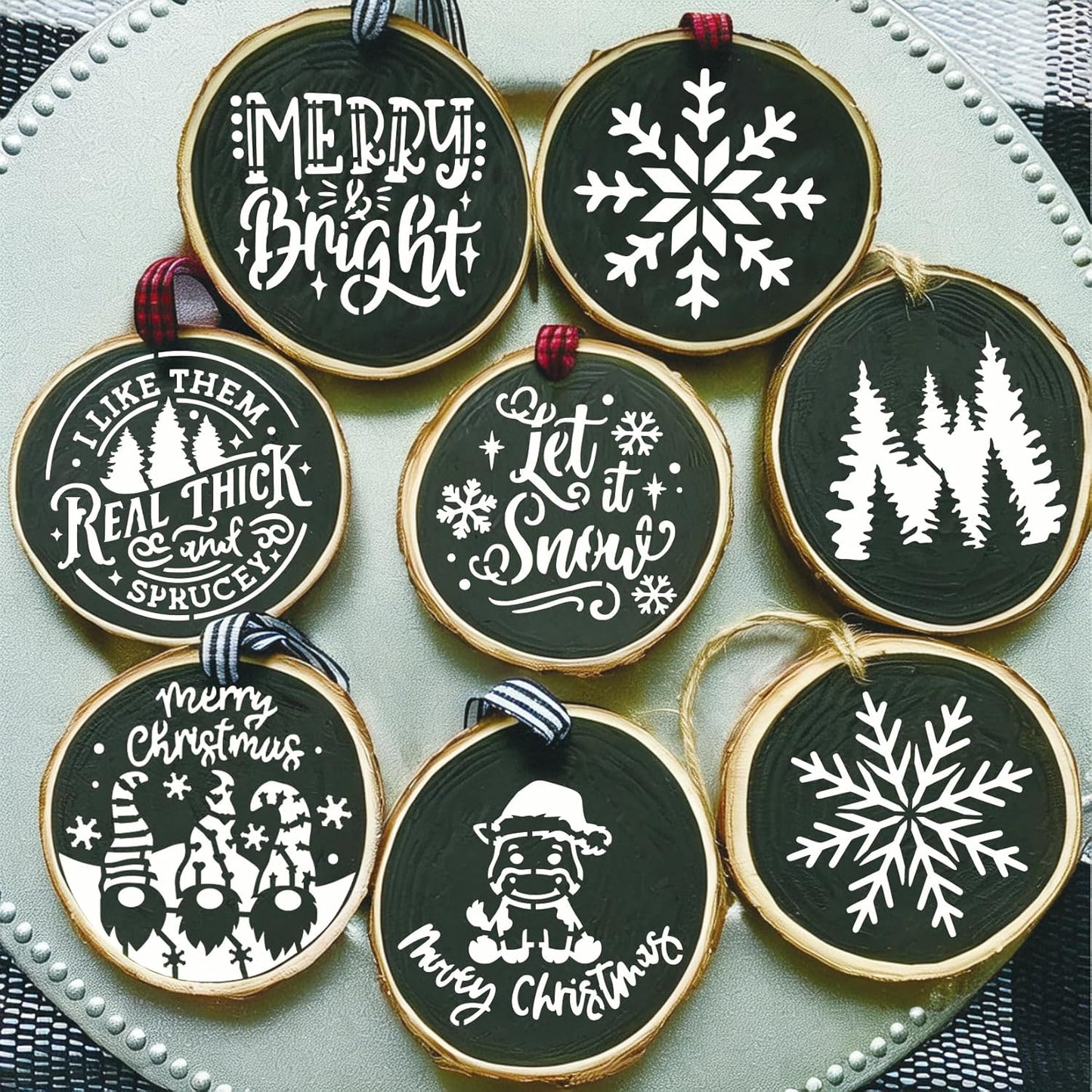 36 Pcs Small Christmas Stencils for Painting on Wood 3 Inch Reusable Christmas Ornament Stencil for Crafts Wood Card Paper Fabric (36 Christmas)