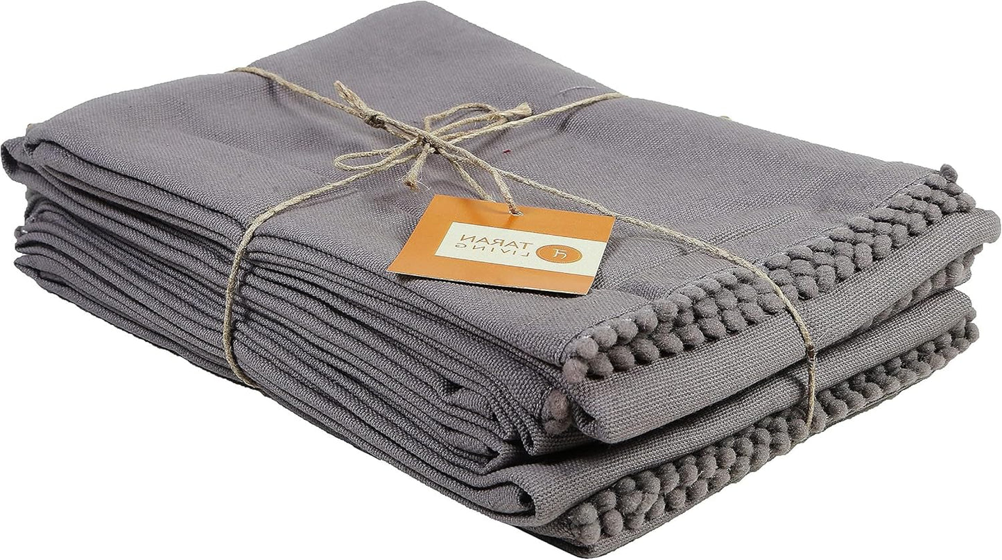 TARAN LIVING Hand Towels 100% Cotton Solid Kitchen Dish Cloths 18"x 28", Grey, Pack of 6 Decor Kitchen Hand Towel Reusuable Dish Towel for Cleaning & Drying Tea Towels Set with Hanging Loop