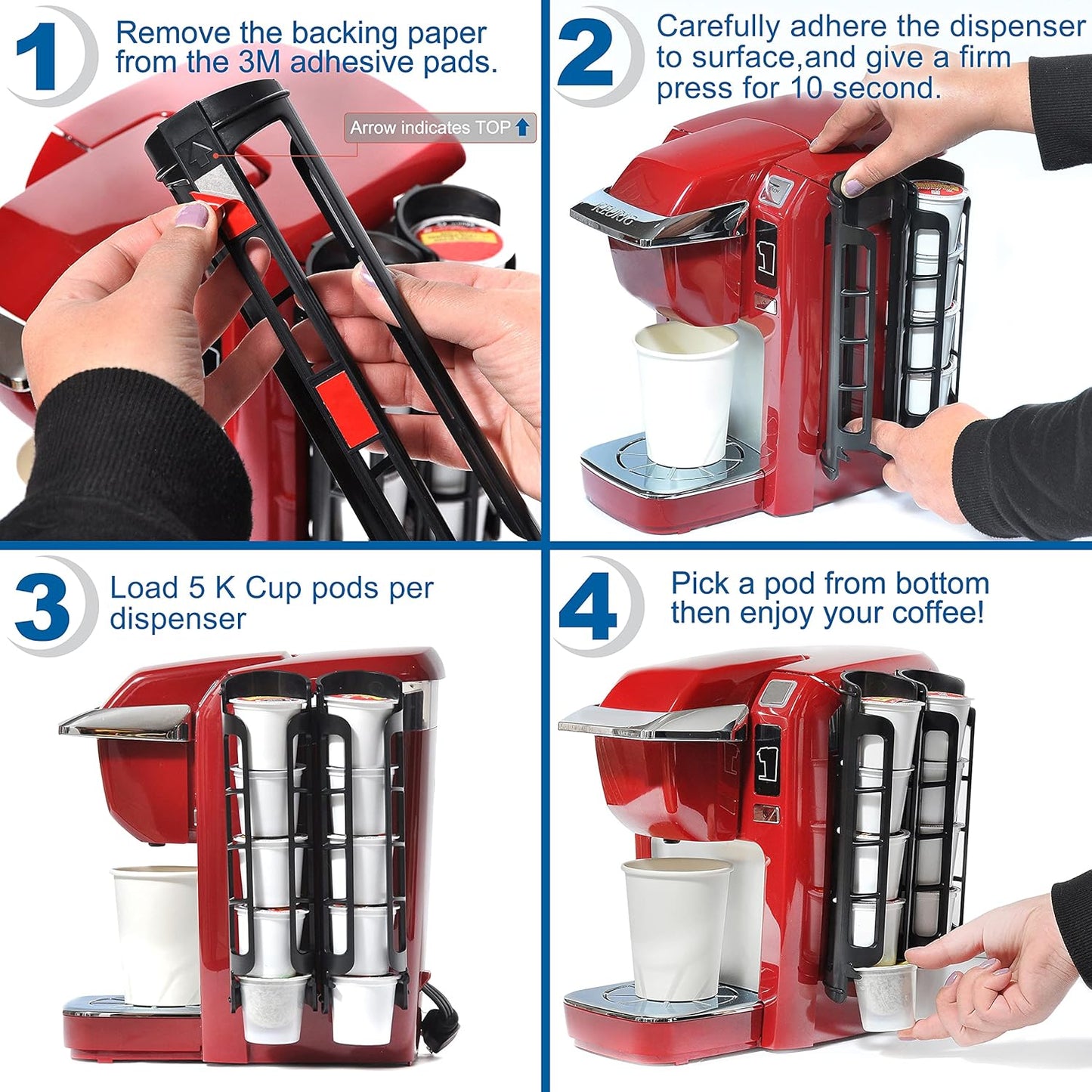 STORAGENIE Coffee Pod Holder Side Mount K Cup Pods Organizer compatible with Keurig Coffee Makers, Space Saving Kcup Storage, Perfect for Small Counters (3 Pack/For 15 K-Cups, Black)