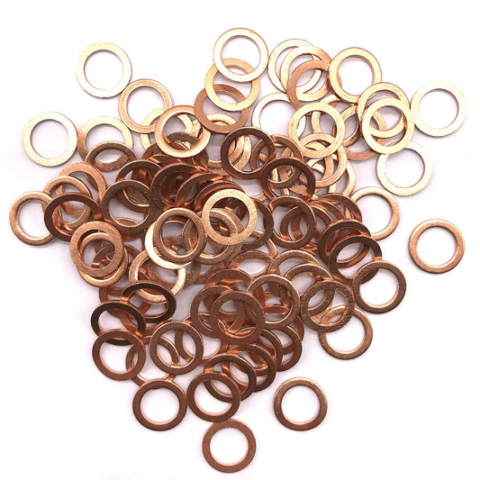 M8 Flat Washer Copper Sealing Ring, 8mm ID 12mm OD 1mm Thickness Metric Sealing Gasket, 100 Pieces