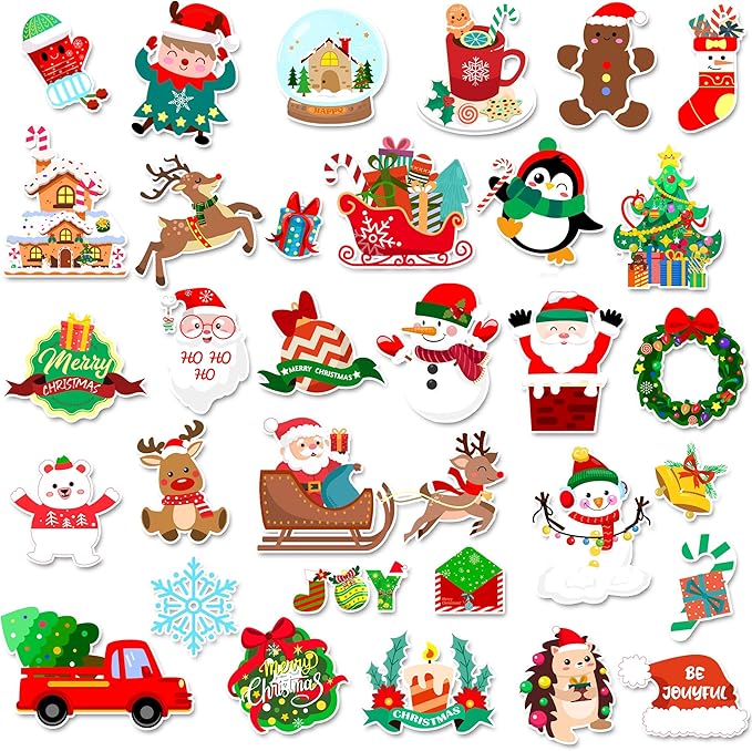 Window Clings Stickers for Kids Window Gel Clings Decals Thick Gel Clings Toddlers and Adults Classroom Home Nursery Airplane Birthday Party Supplies (Merry Christmas)