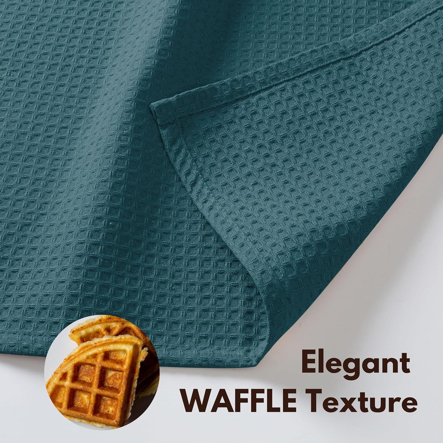 Native Fab 6 Pack Waffle Dish Cloths - 100% Cotton Absorbent, Quick Drying & Soft Towels for Cleaning, Cooking & Baking - Ideal for Home, Restaurants & Cafes - 12x12 Inches - Teal Green
