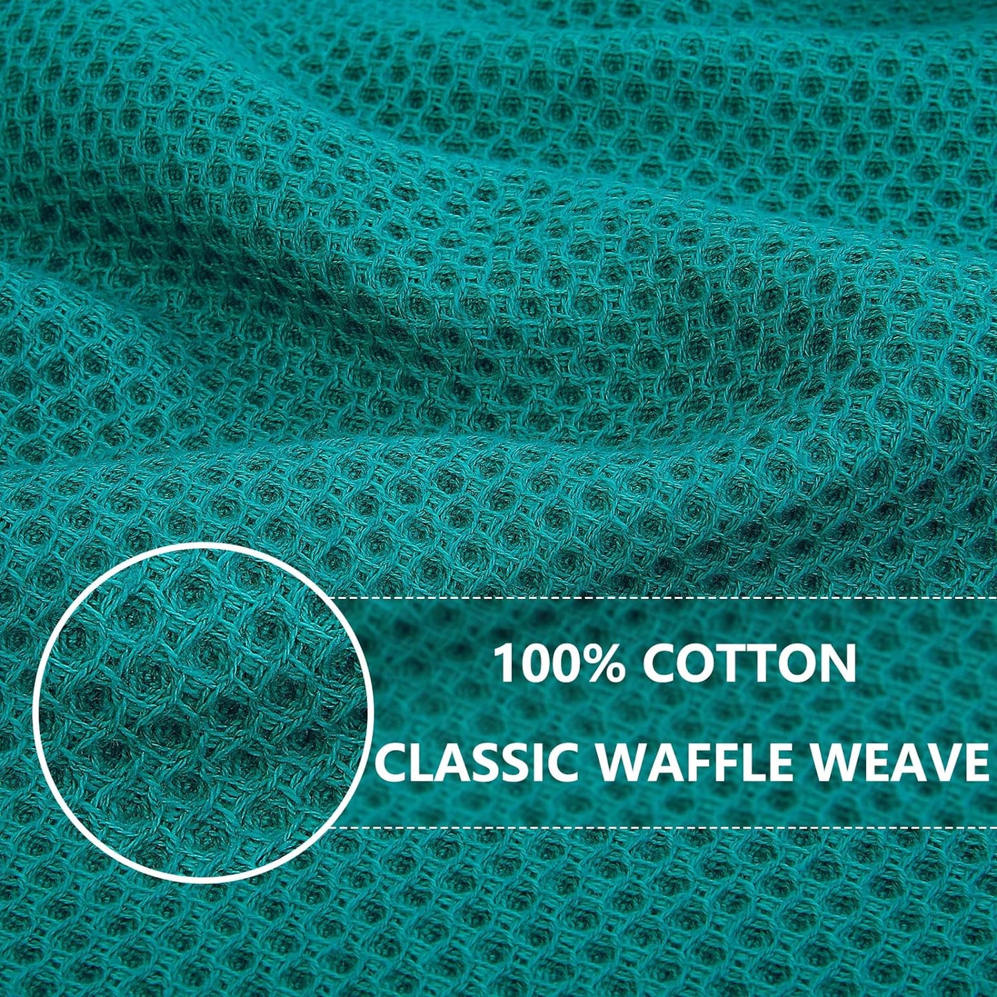 Homaxy 100% Cotton Waffle Weave Kitchen Dish Towels, Ultra Soft Absorbent Quick Drying Cleaning Towel, 13 x 28 Inches, 6-Pack, Teal