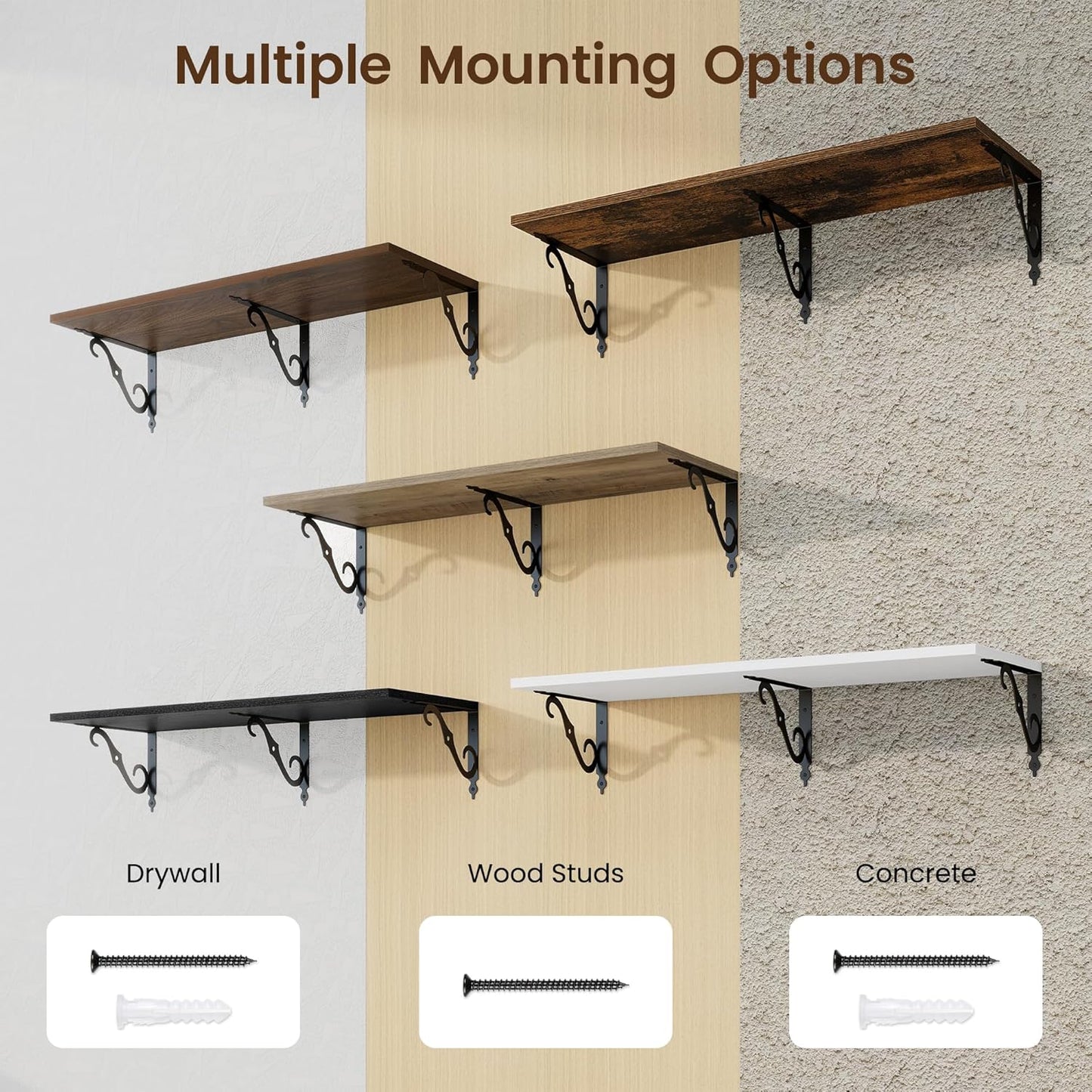 RICHFOCUS 12 Inch Deep Floating Shelves for Wall, 36" W x 12" D Black Wood Wall Shelves Set of 2, Wide Floating Shelves for Living Room, Bedroom, Kitchen, Bathroom and Decor Storage, Black