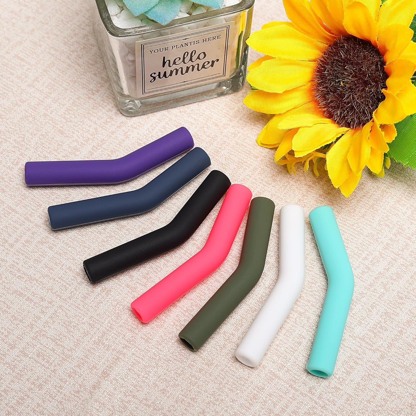 Zibtes-4PCS Silicone Straw Tips- Food Grade Rubber Metal Straws Tips Covers Only Fit for 1/3 Inch Wide(8MM Outdiameter) Stainless Steel Straw-Purple