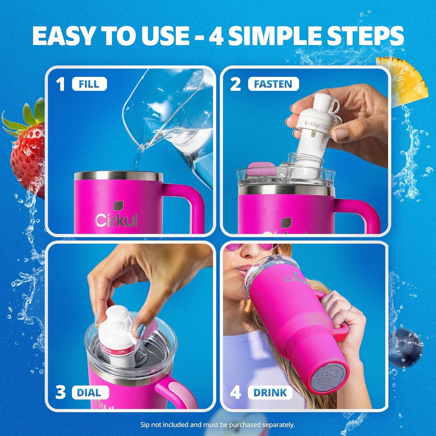 Cirkul 40oz. Brink Stainless Steel Tumbler with Handle, All-Day StrawSip™, Double-Wall Insulated