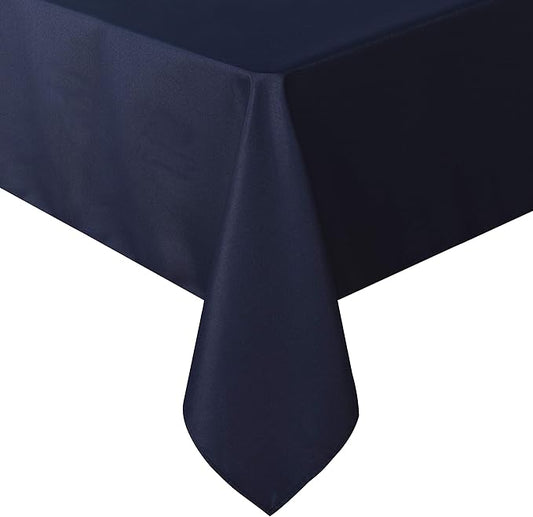 sancua Rectangle Tablecloth - 60 x 84 Inch - Stain and Wrinkle Resistant Washable Polyester Table Cloth, Decorative Fabric Table Cover for Dining Tables, Buffet Parties and Camping, Navy