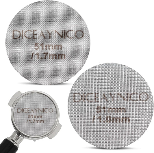 2 Pieces Espresso Puck Screen,Metal Coffee Filter,1.0mm & 1.7mm Thickness 150μm - 316 Stainless Steel,Reusable Barista Espresso Filters for Espresso 51mm Portafilter Filter Basket