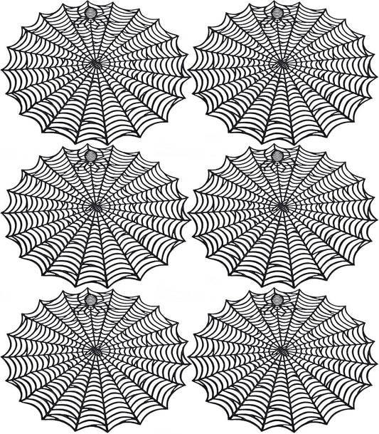 Sfcddtlg 6 Pcs Halloween Spider Web Placemats, 15" Heat Insulation Halloween Placemats Spider Web Table Mats, Hollow Out Spiderweb Coasters Placemat for Dining Table Party Decoration