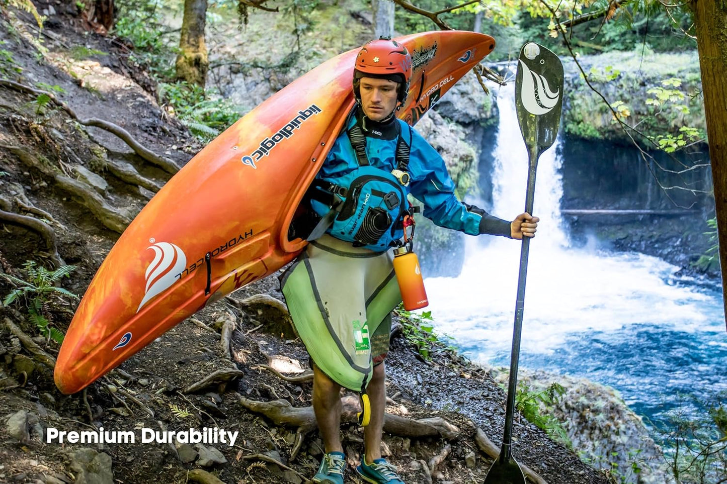 HYDRO CELL Stainless Steel Insulated Water Bottle with Straw - For Cold & Hot Drinks - Metal Vacuum Flask with Screw Cap and Modern Leakproof Sport Thermos for Adults (Red/Orange 32oz)