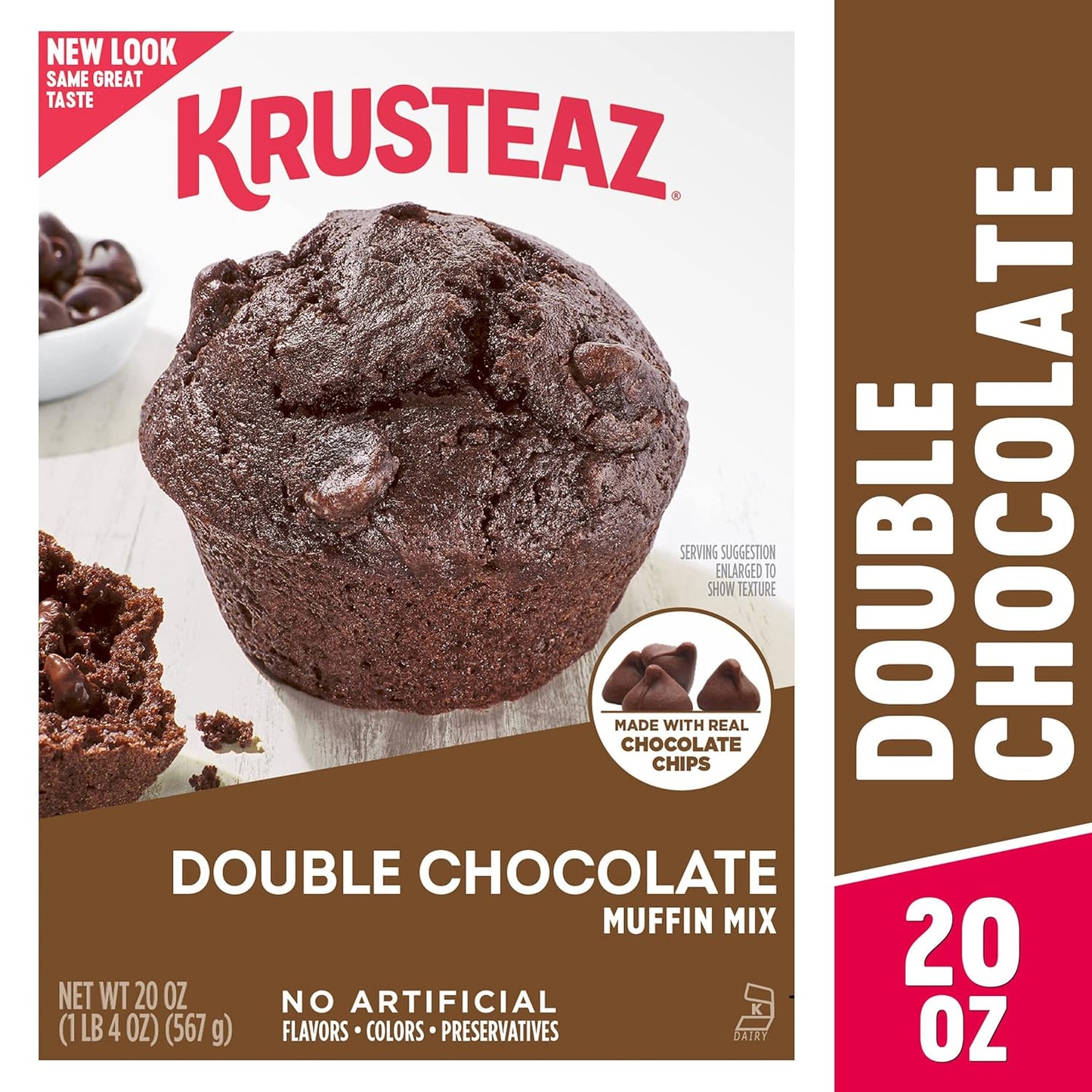 Krusteaz Muffin Mix, Double Chocolate Muffin Mix, Made with Real Chocolate Chips & No Artificial Flavors, Colors or Preservatives, 20 Ounce Box (Pack of 3)