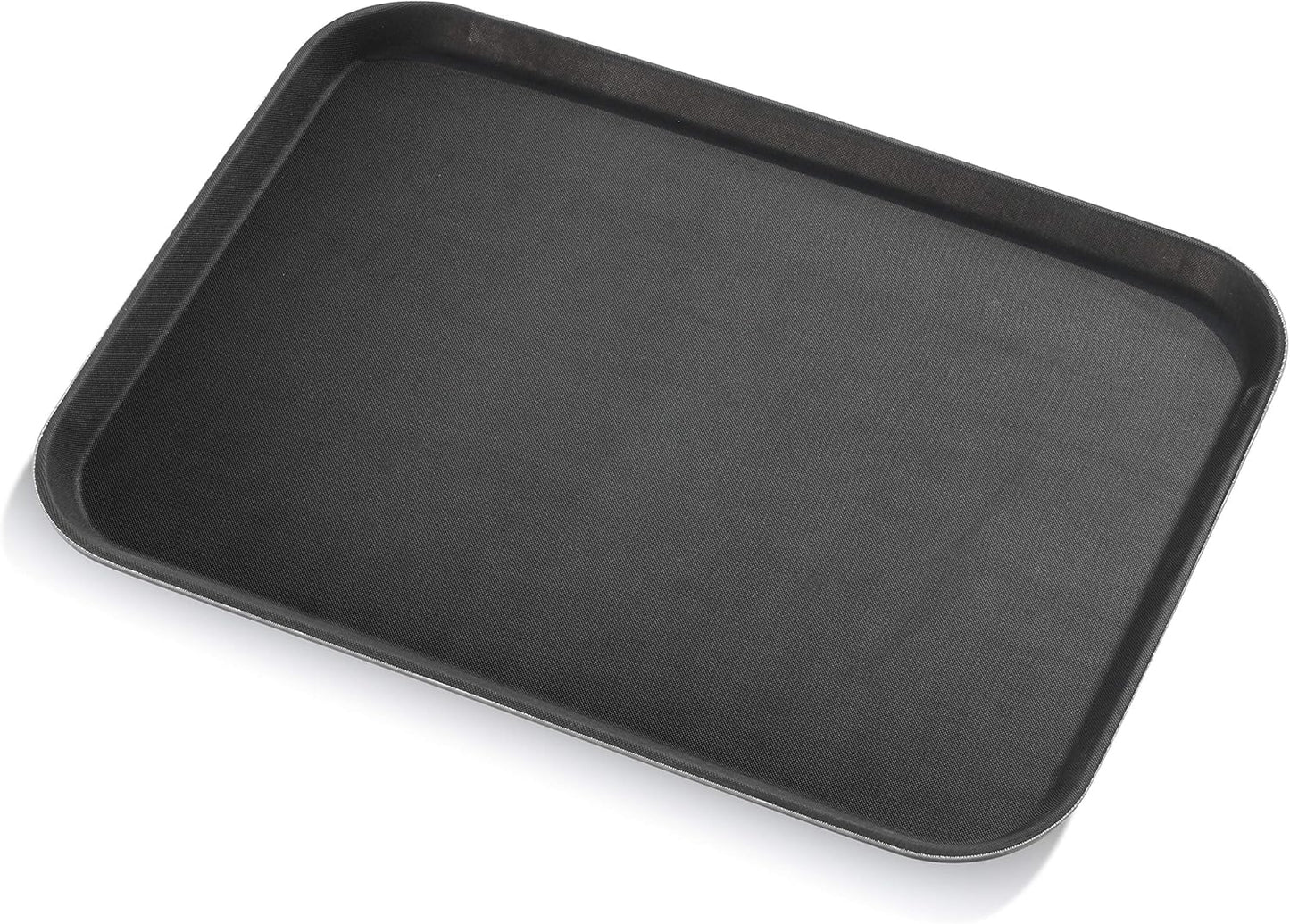 New Star Foodservice Restaurant Grade Non-Slip Tray, Plastic, Rubber Lined, Rectangular (Black, 16-Inch x 22-Inch)