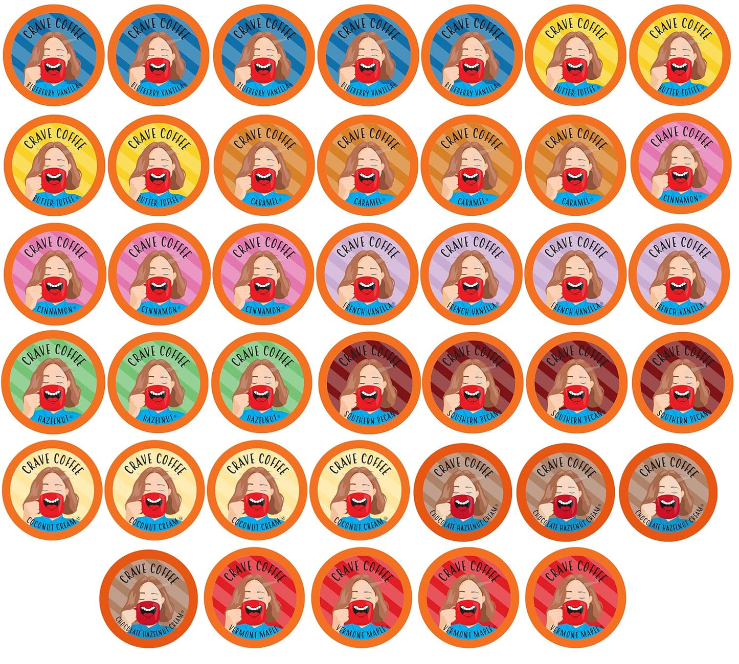 Crave Beverages Flavored Coffee Pods Sampler, Compatible with 2.0 K-Cup Brewers, Assorted Variety Pack, 40 Count (Pack of 1)